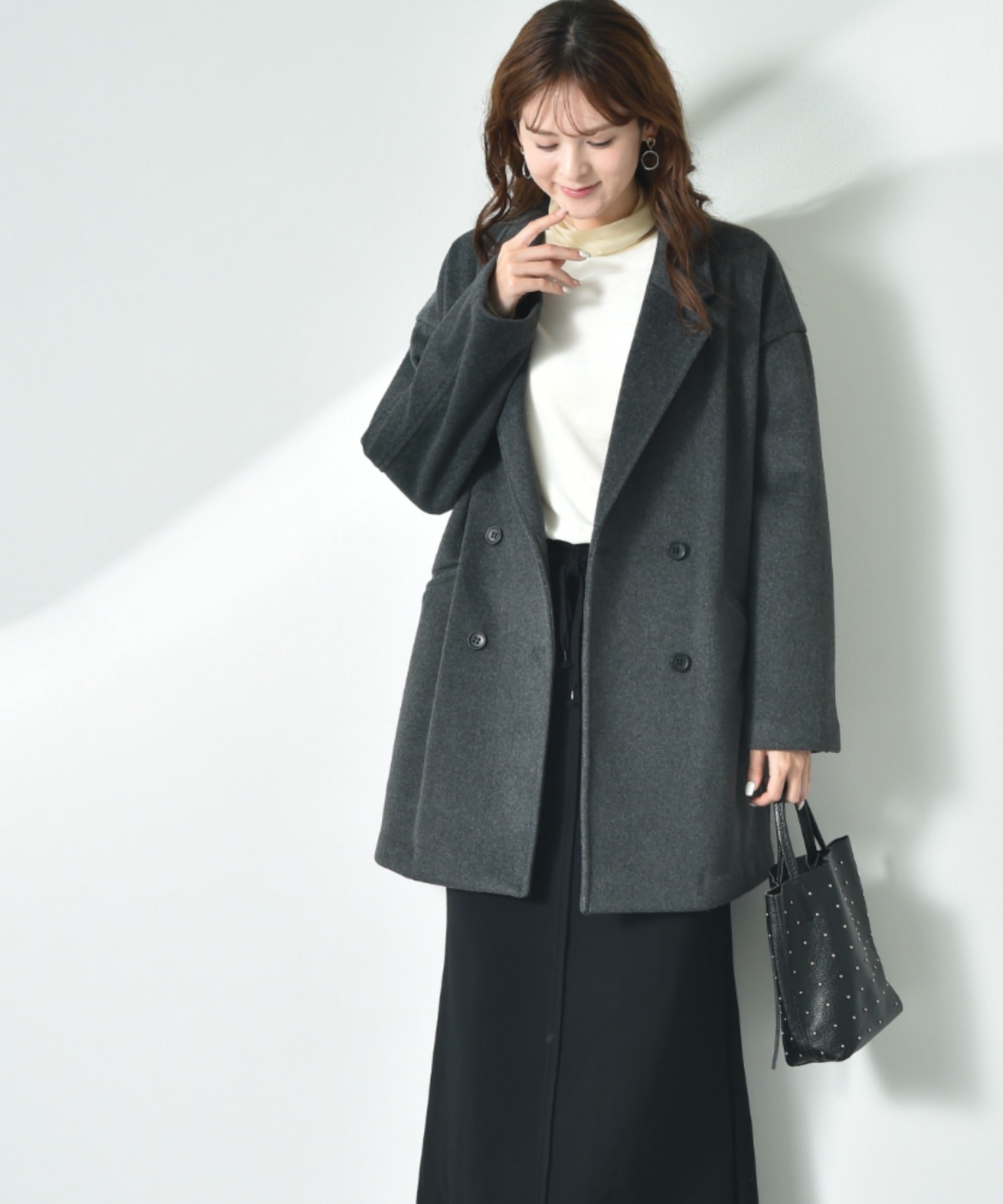 インタープラネット INTERPLANET ニットビーバーピーコート (グレー) グレー