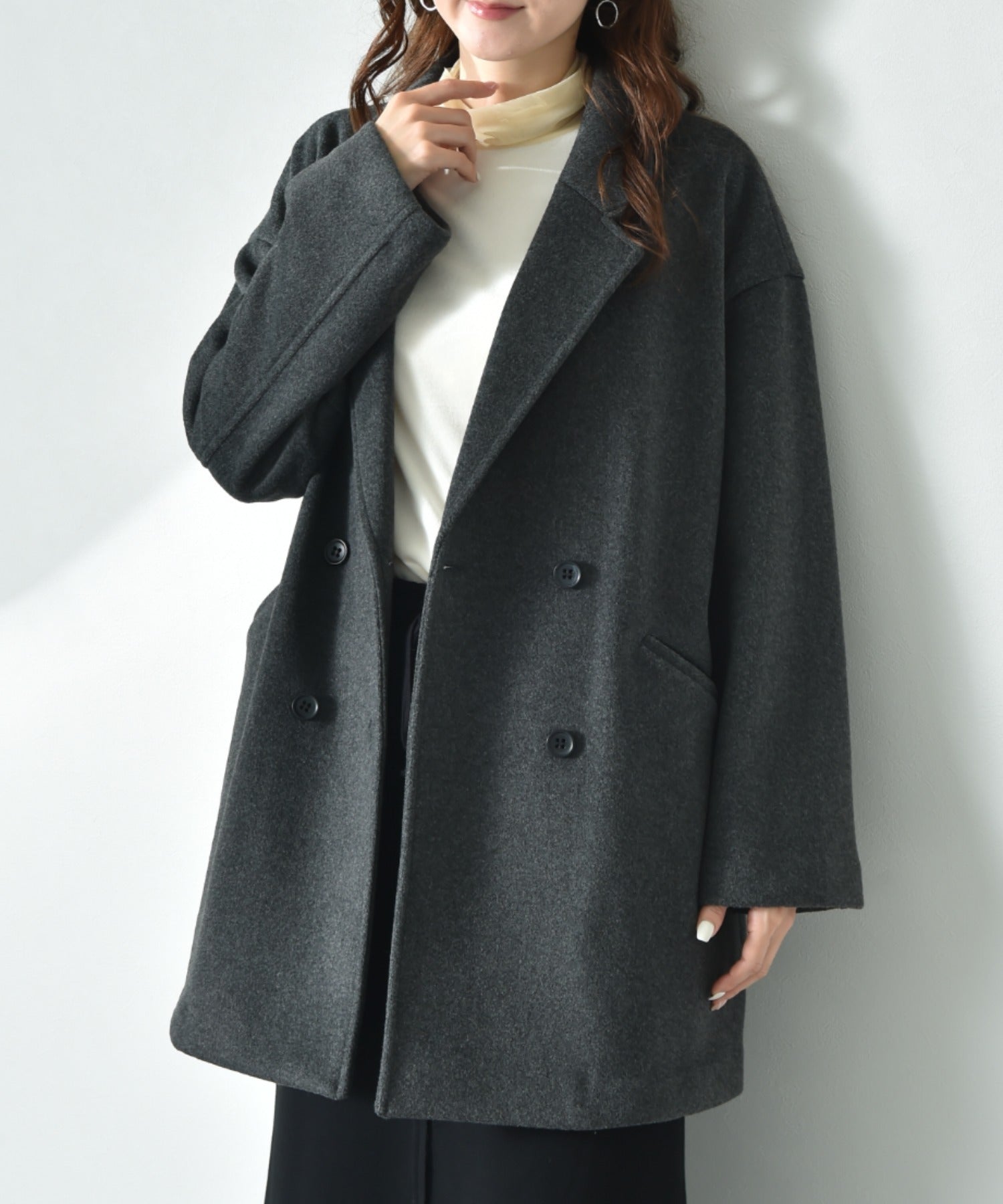 インタープラネット INTERPLANET ニットビーバーピーコート (グレー) グレー