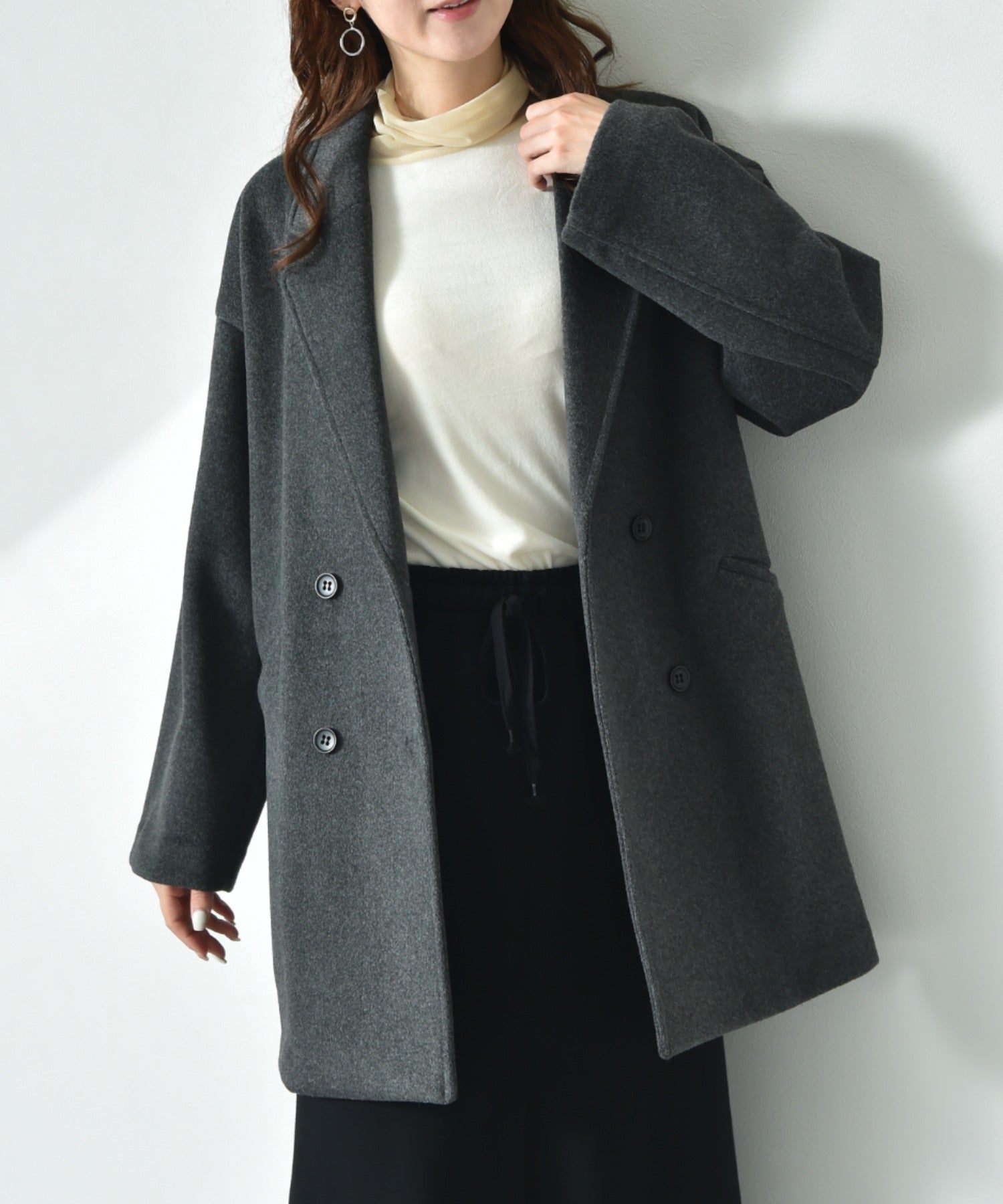 インタープラネット INTERPLANET ニットビーバーピーコート (グレー) グレー