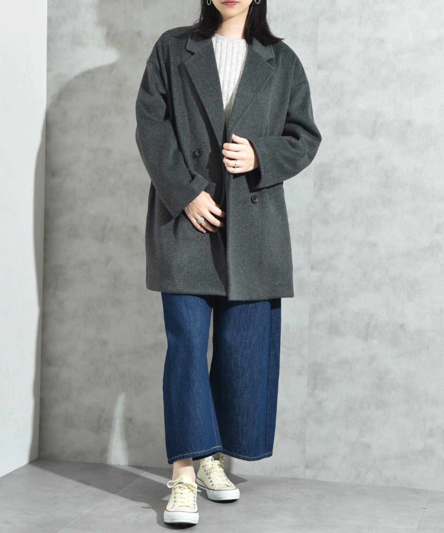 インタープラネット INTERPLANET ニットビーバーピーコート (グレー) グレー