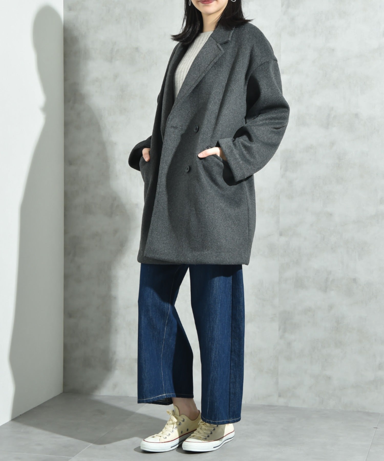 インタープラネット INTERPLANET ニットビーバーピーコート (グレー) グレー