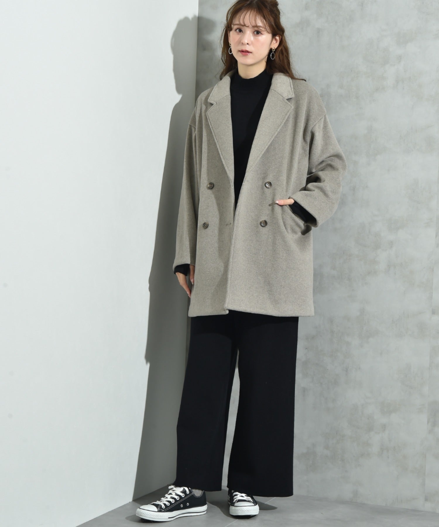 インタープラネット INTERPLANET ニットビーバーピーコート (グレー) グレー