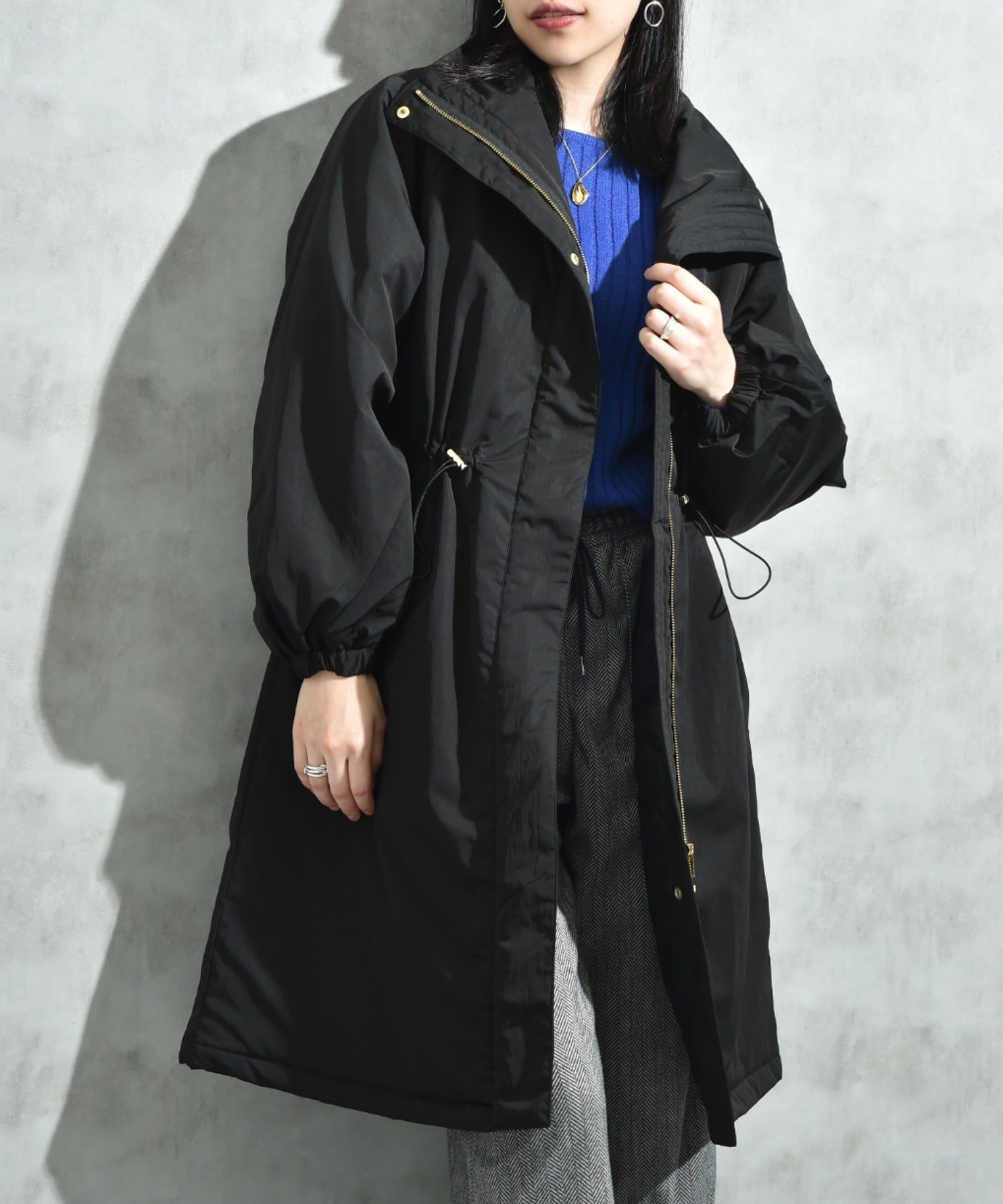 インタープラネット INTERPLANET ウ゛ィンテージクロスZIPロングコート (ブラック) ブラック