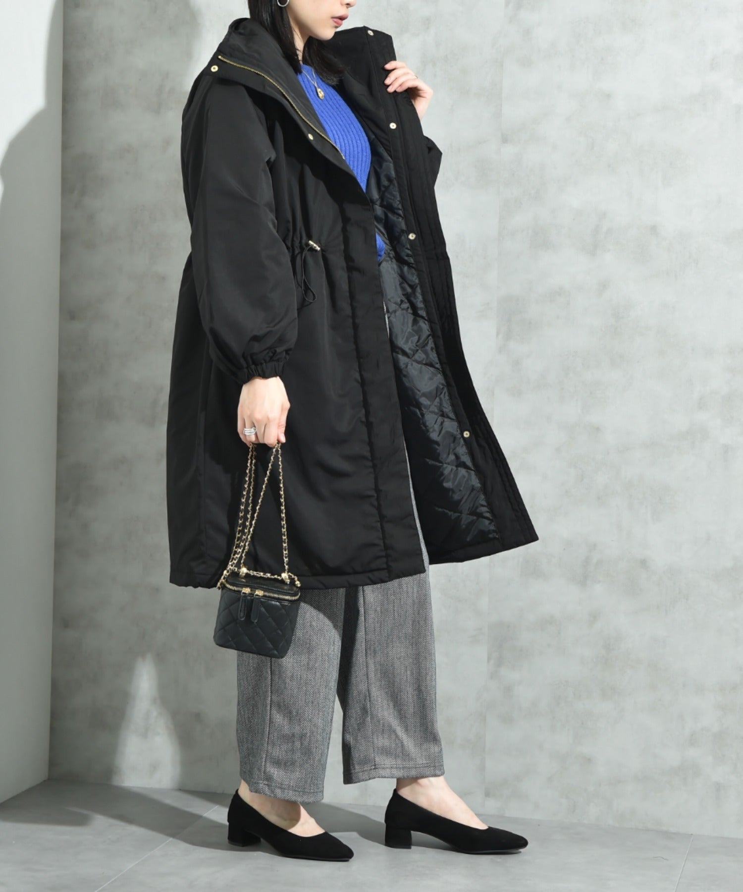 インタープラネット INTERPLANET ウ゛ィンテージクロスZIPロングコート (ブラック) ブラック