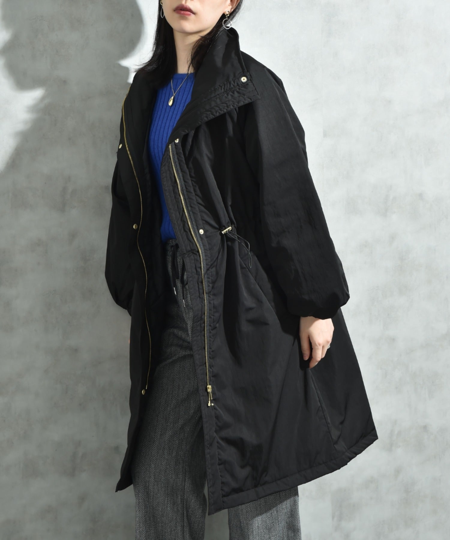 インタープラネット INTERPLANET ウ゛ィンテージクロスZIPロングコート (ブラック) ブラック