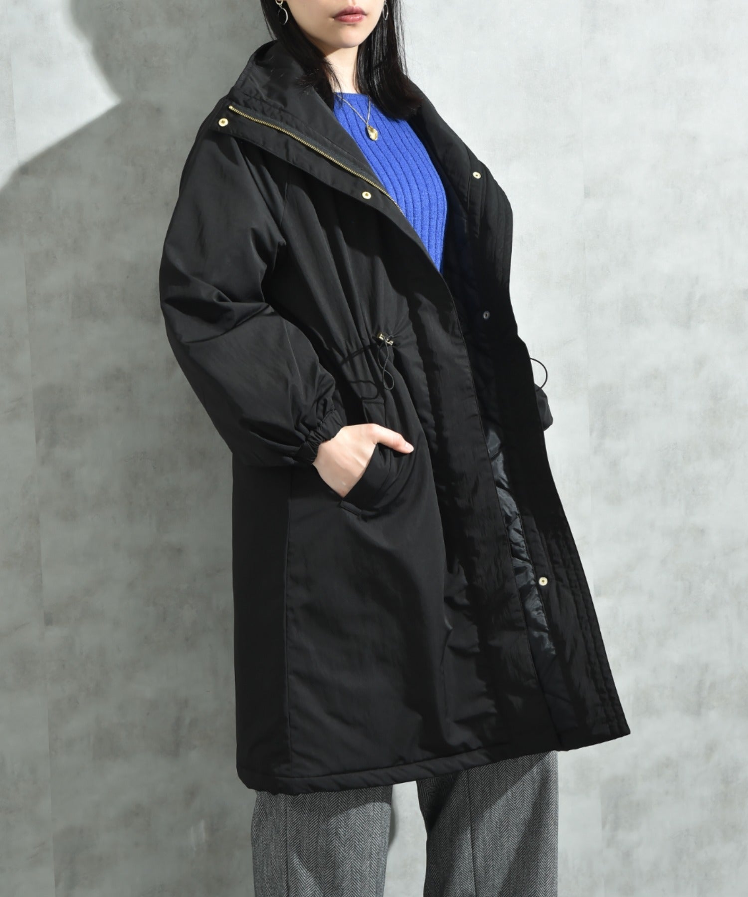 インタープラネット INTERPLANET ウ゛ィンテージクロスZIPロングコート (ブラック) ブラック