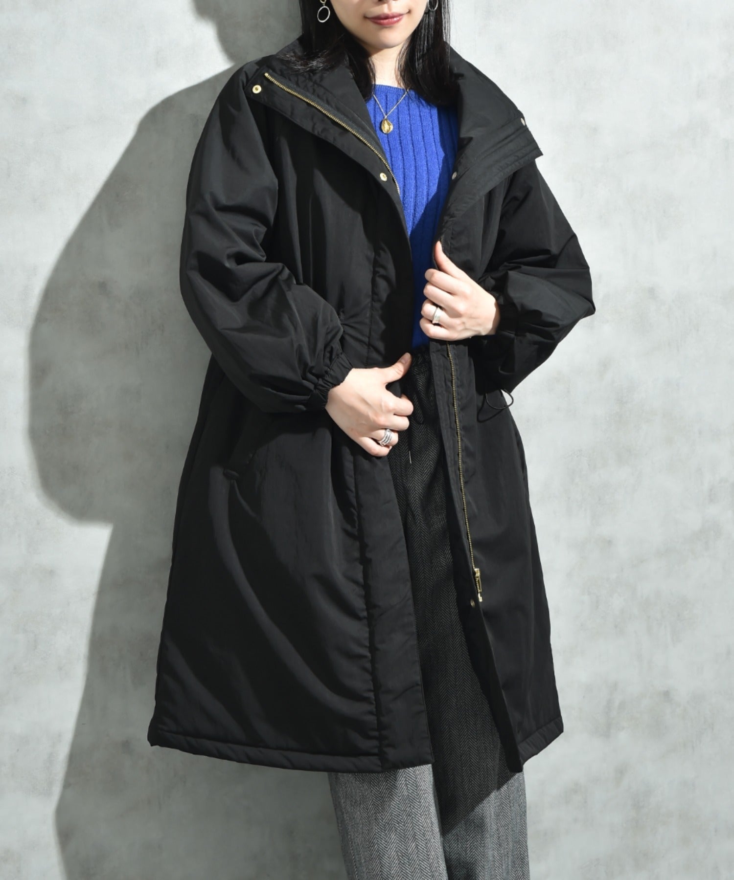 インタープラネット INTERPLANET ウ゛ィンテージクロスZIPロングコート (ブラック) ブラック