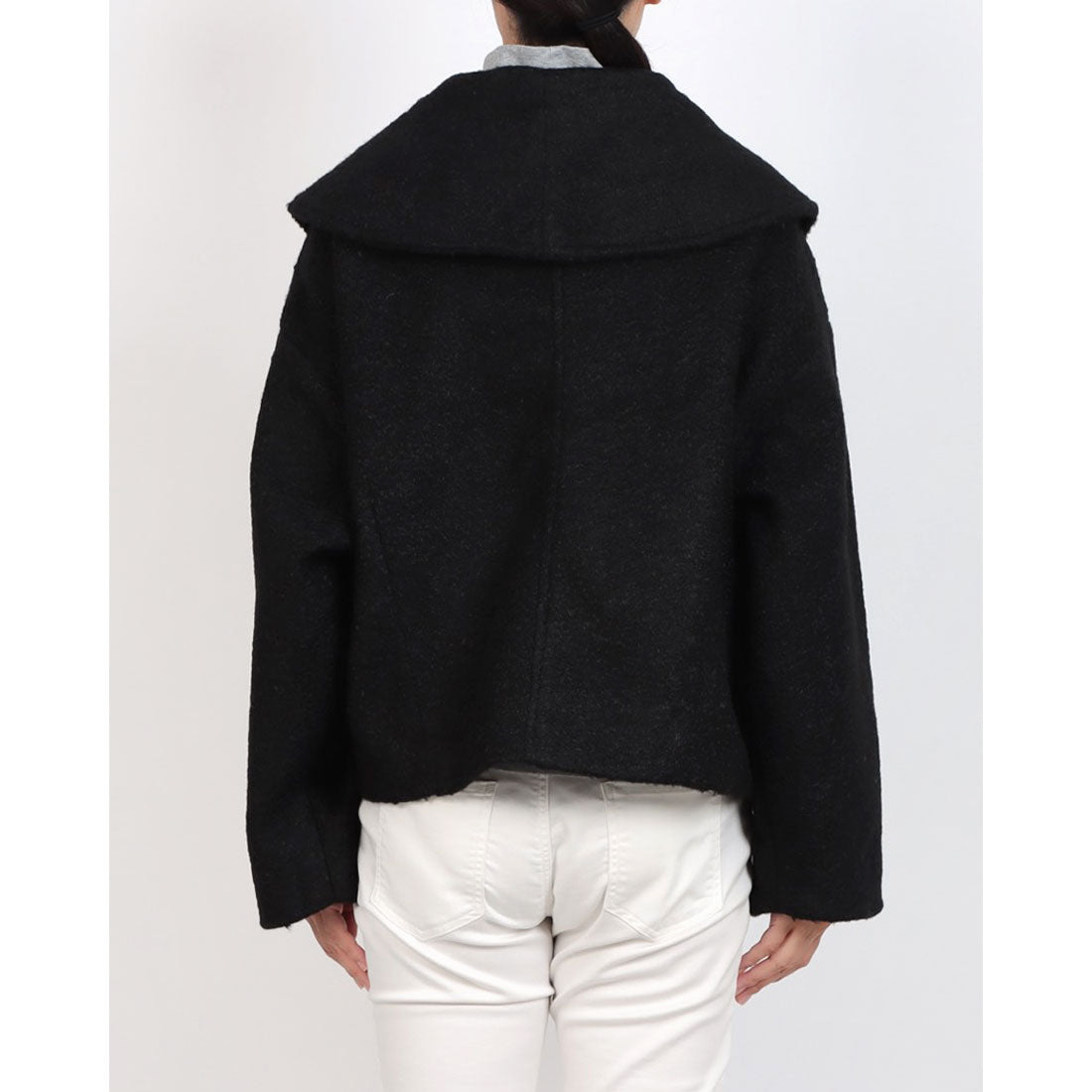 インタープラネット INTERPLANET フェイクウールリングニットショートコート (ブラック) ブラック