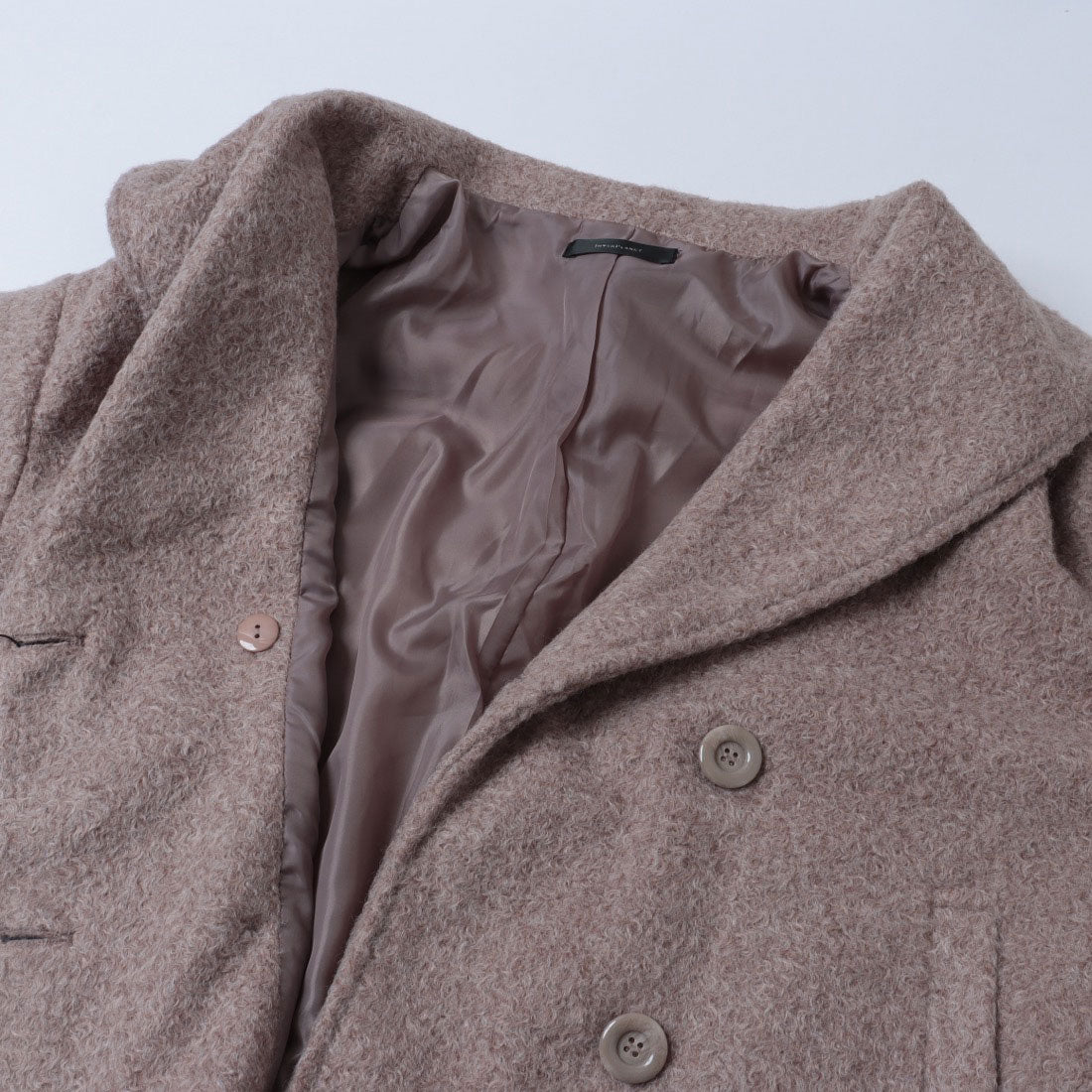 インタープラネット INTERPLANET フェイクウールリングニットショートコート (ブラック) ブラック