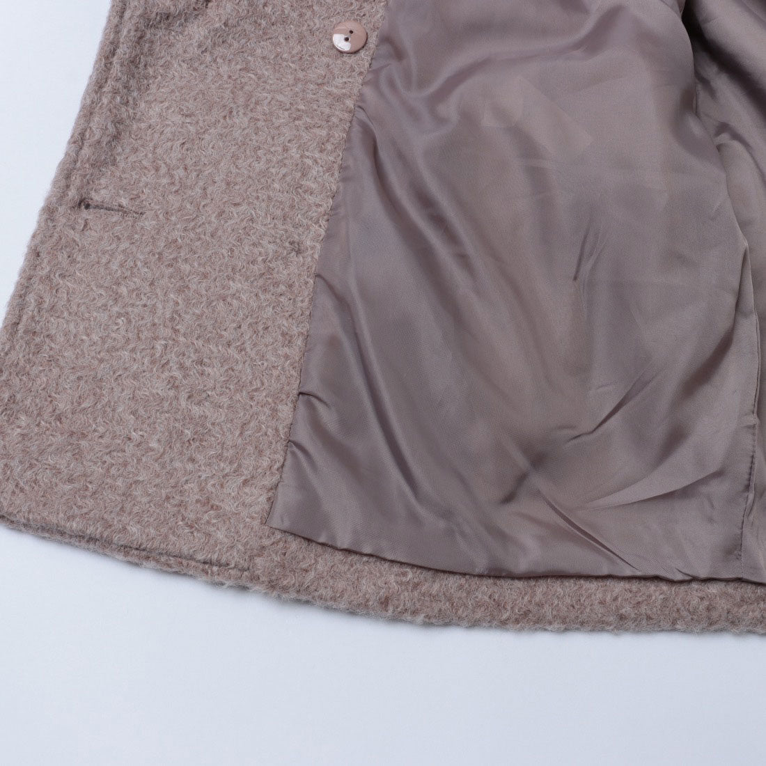 インタープラネット INTERPLANET フェイクウールリングニットショートコート (ブラック) ブラック