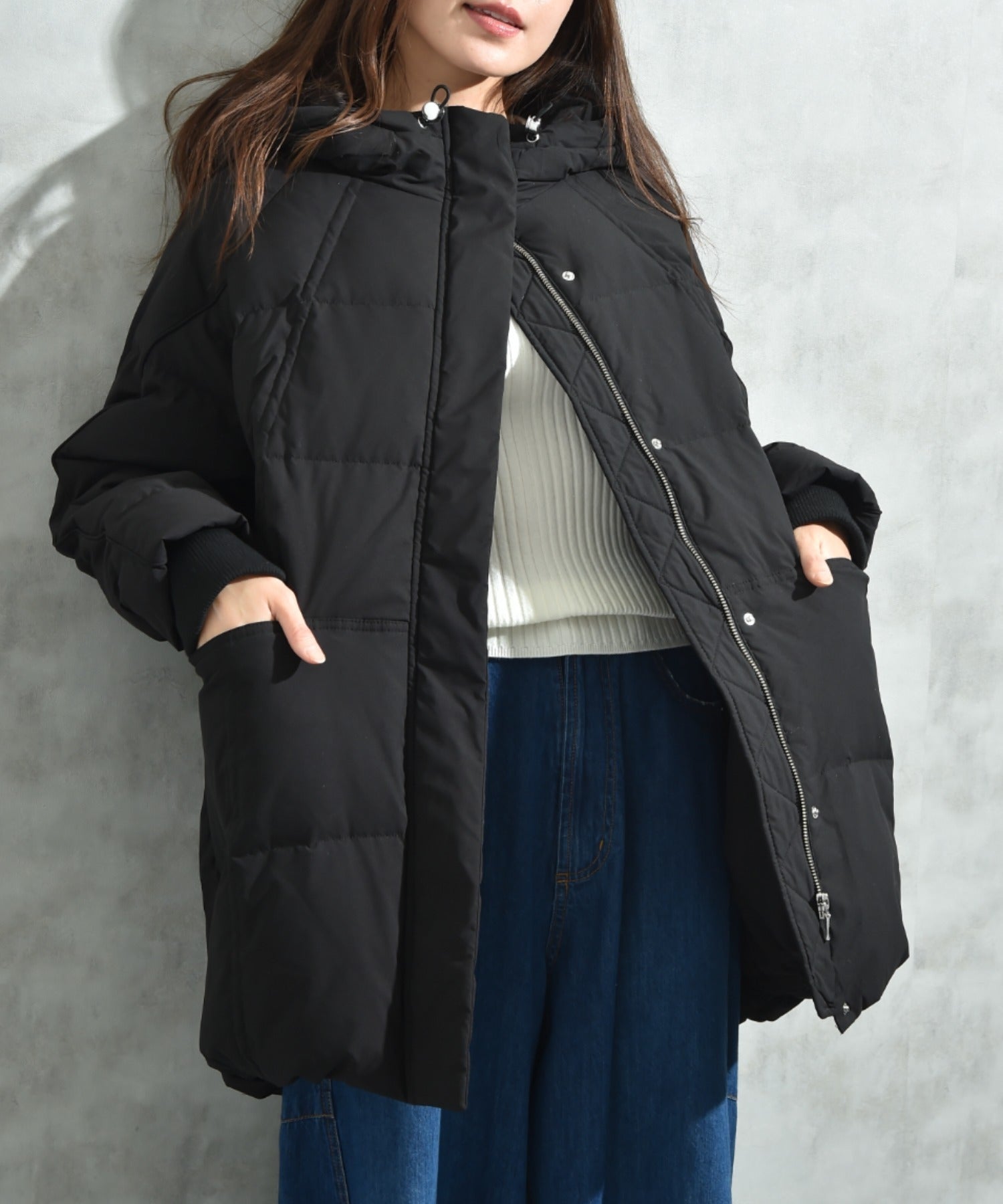 インタープラネット INTERPLANET ストレッチフードミドルピュアダウン (ブラック) ブラック