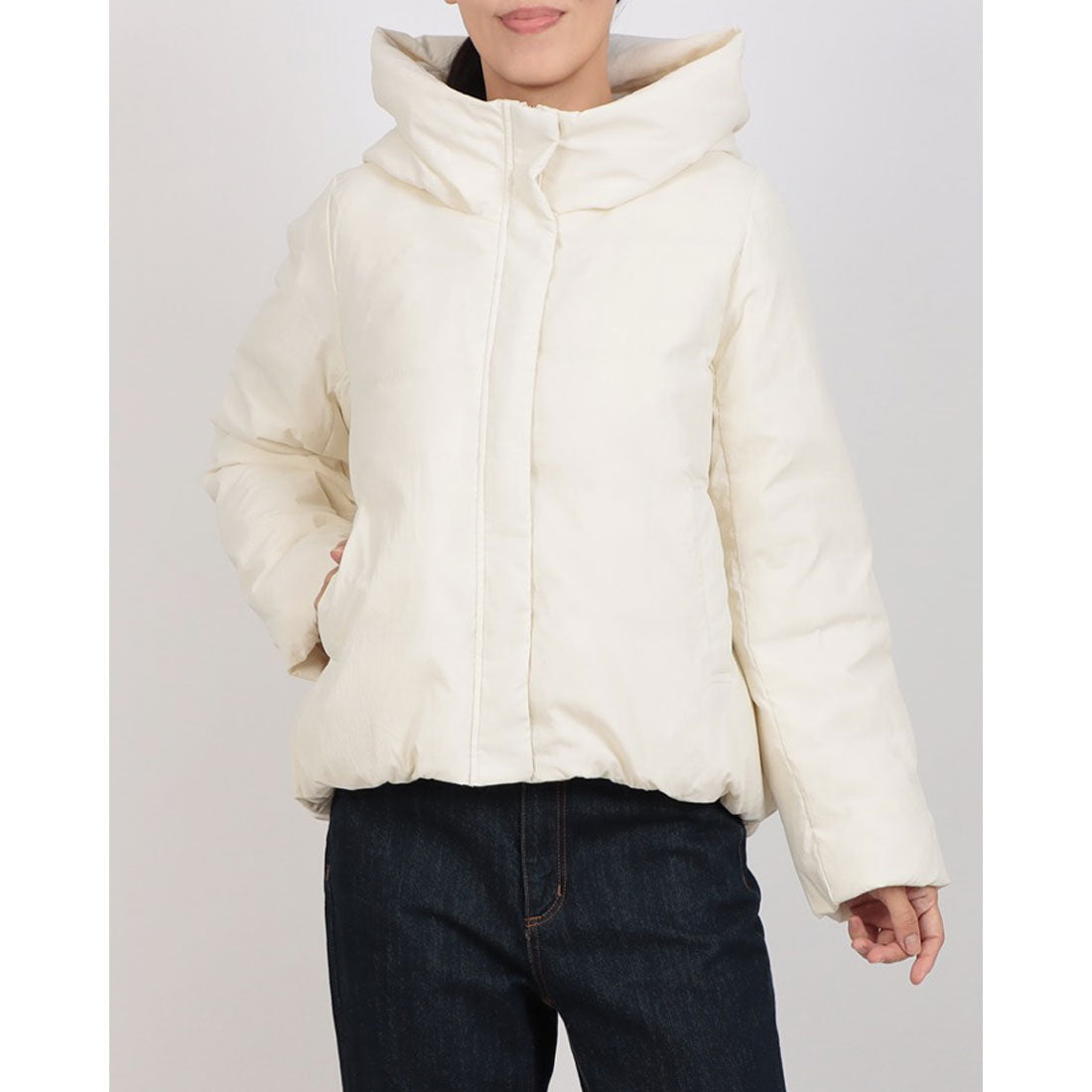 インタープラネット INTERPLANET ナイロンマイクロタフタフード付ショートコート (オフホワイト) オフホワイト