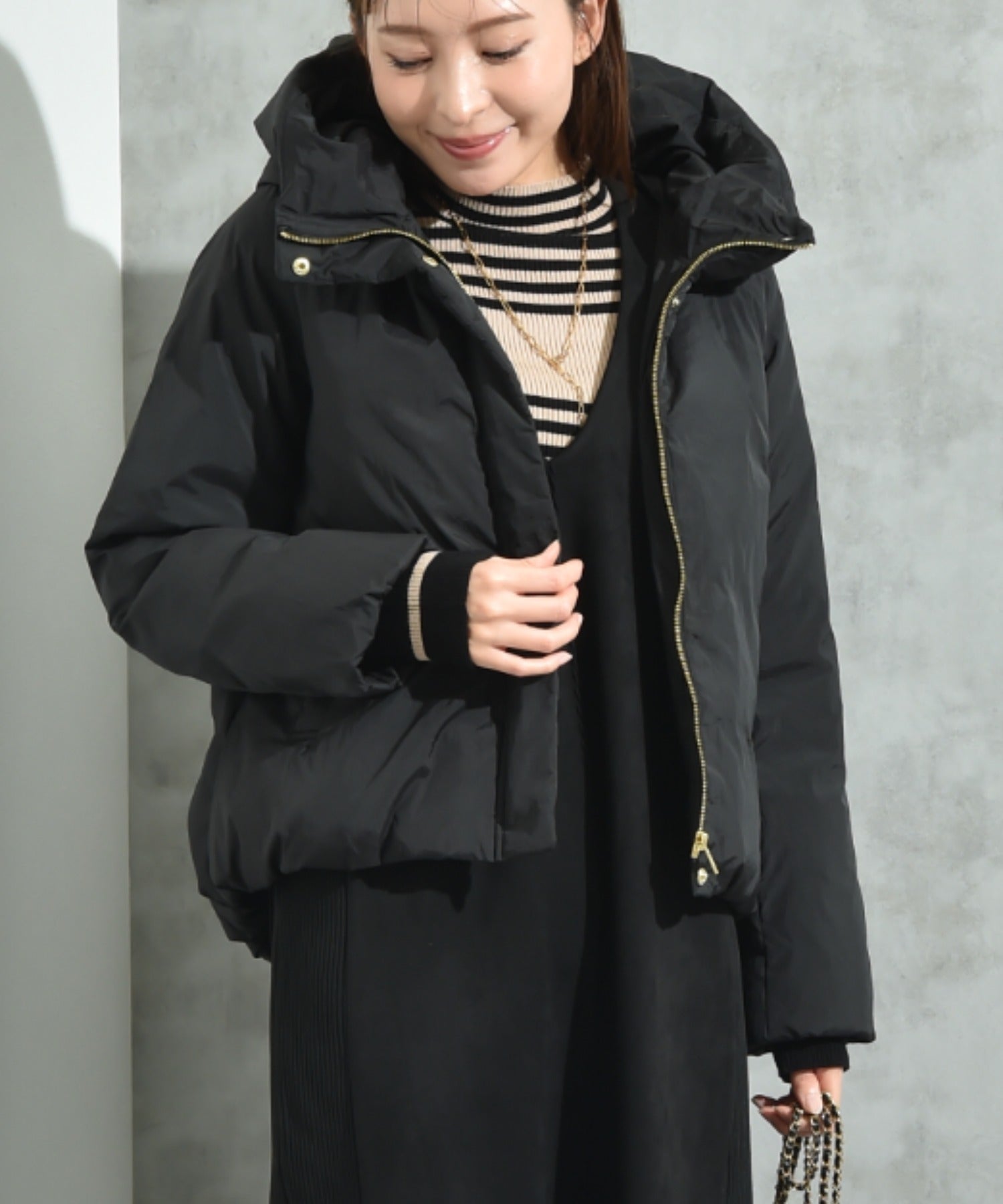 インタープラネット INTERPLANET ナイロンマイクロタフタフード付ショートコート (オフホワイト) オフホワイト