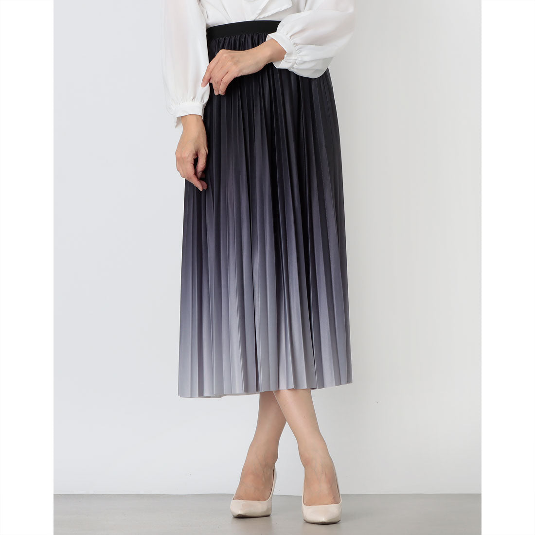 インタープラネット INTERPLANET グラデーションプリーツスカート (ブラック) ブラック