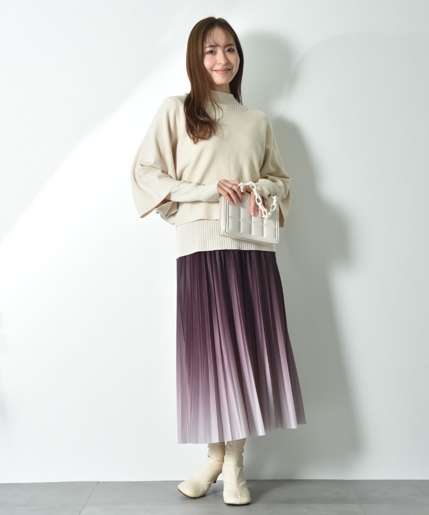 インタープラネット INTERPLANET グラデーションプリーツスカート (ブラック) ブラック