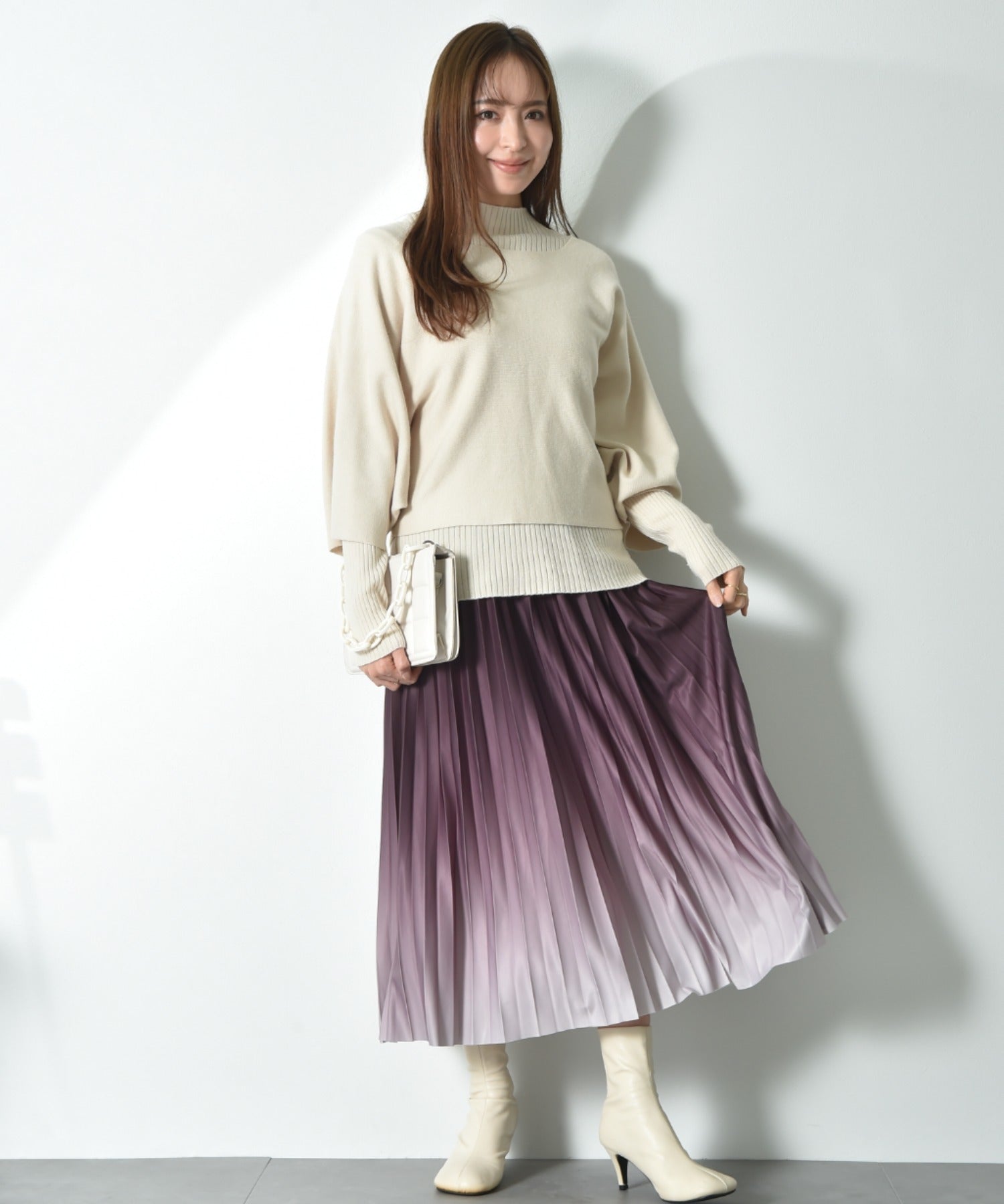 インタープラネット INTERPLANET グラデーションプリーツスカート (ブラック) ブラック