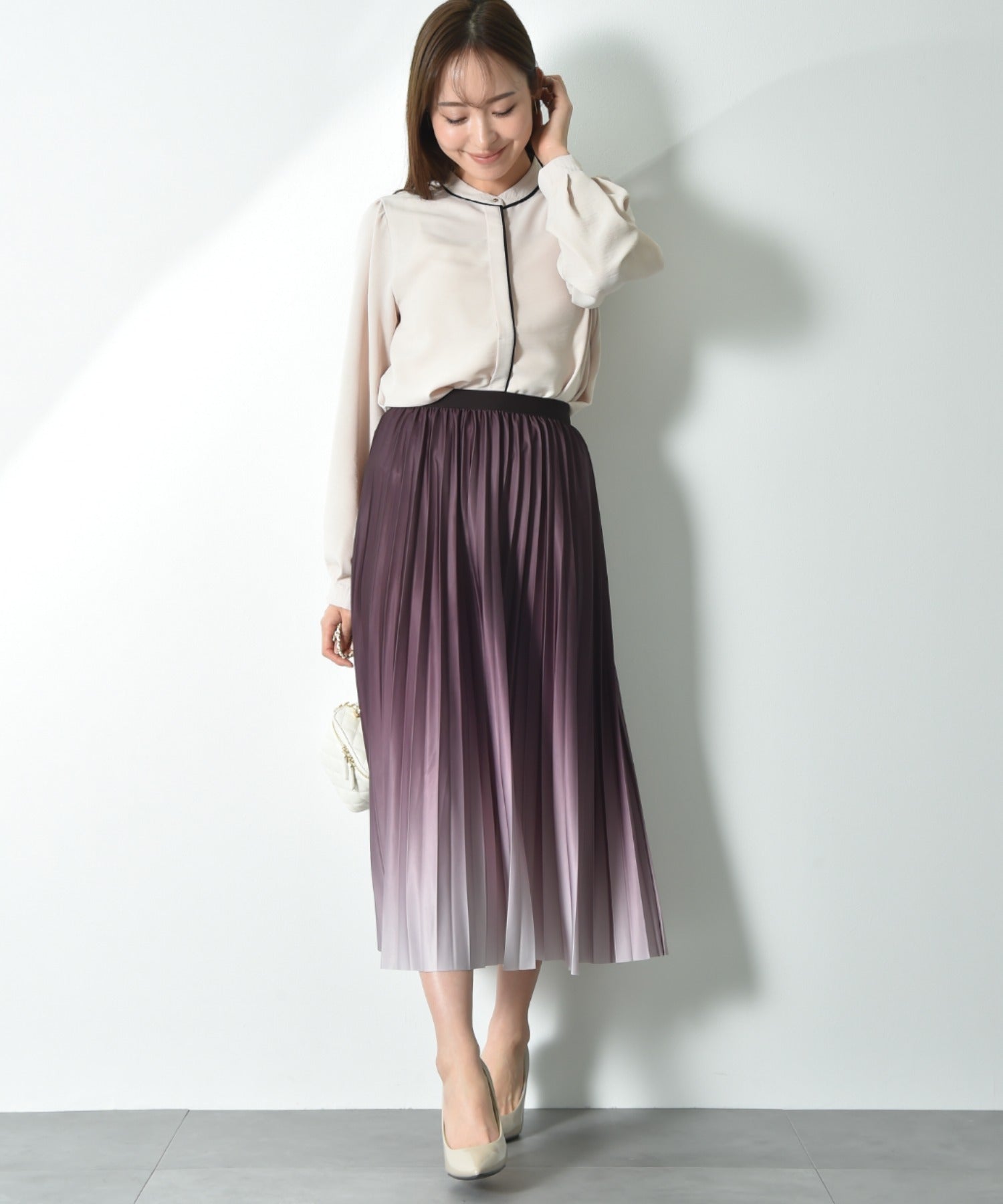 インタープラネット INTERPLANET グラデーションプリーツスカート (ブラック) ブラック