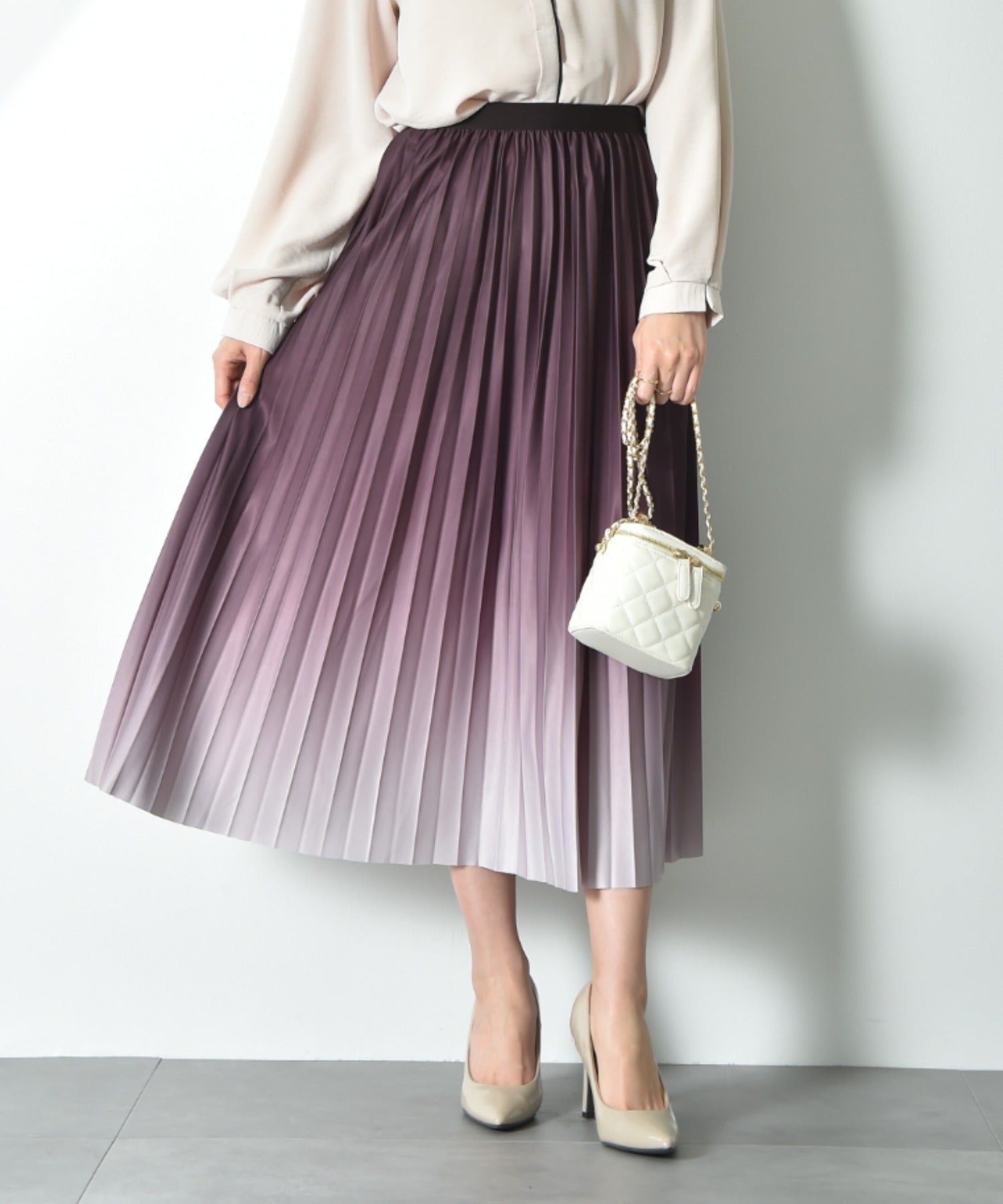 インタープラネット INTERPLANET グラデーションプリーツスカート (ブラウン) ブラウン