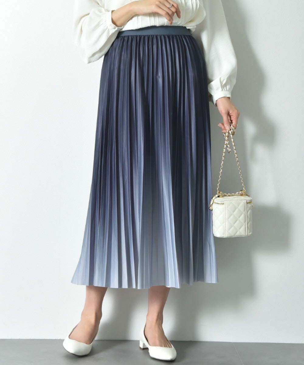 インタープラネット INTERPLANET グラデーションプリーツスカート (ブルー) ブルー