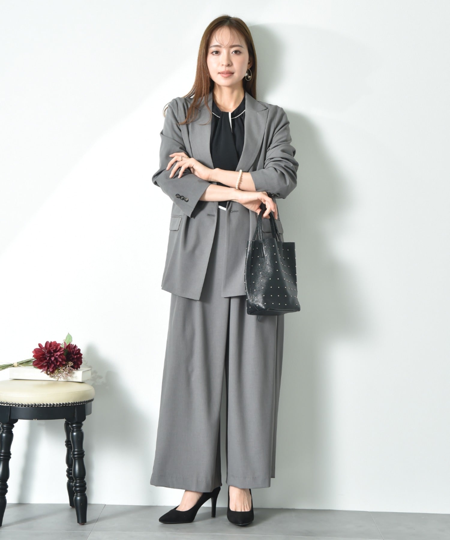 インタープラネット INTERPLANET ストレッチツイルダブルジャケット (グレー) グレー