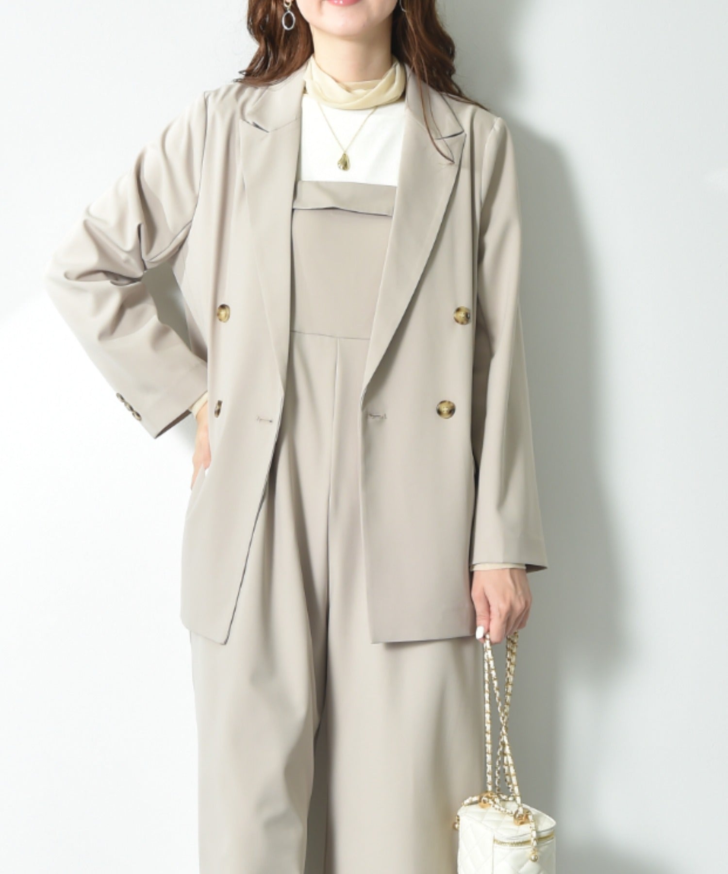 インタープラネット INTERPLANET ストレッチツイルダブルジャケット (グレー) グレー