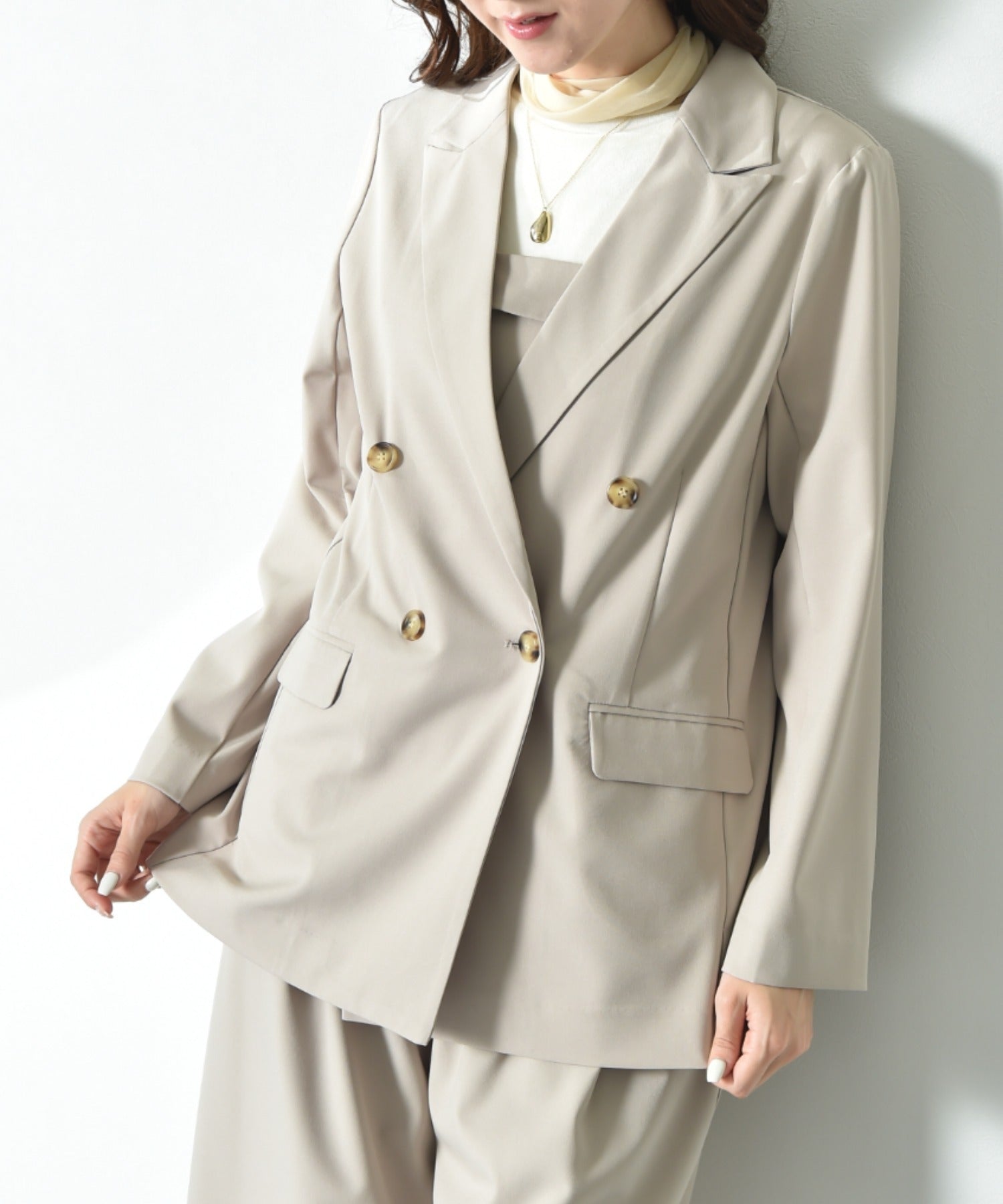 インタープラネット INTERPLANET ストレッチツイルダブルジャケット (グレー) グレー