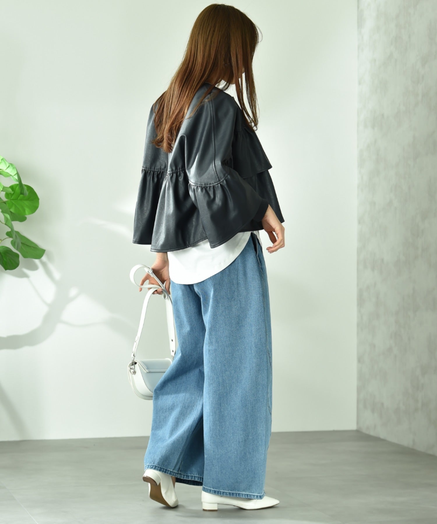 インタープラネット INTERPLANET フェクレザーノーカラーティアードジャケット (ネイビー) ネイビー