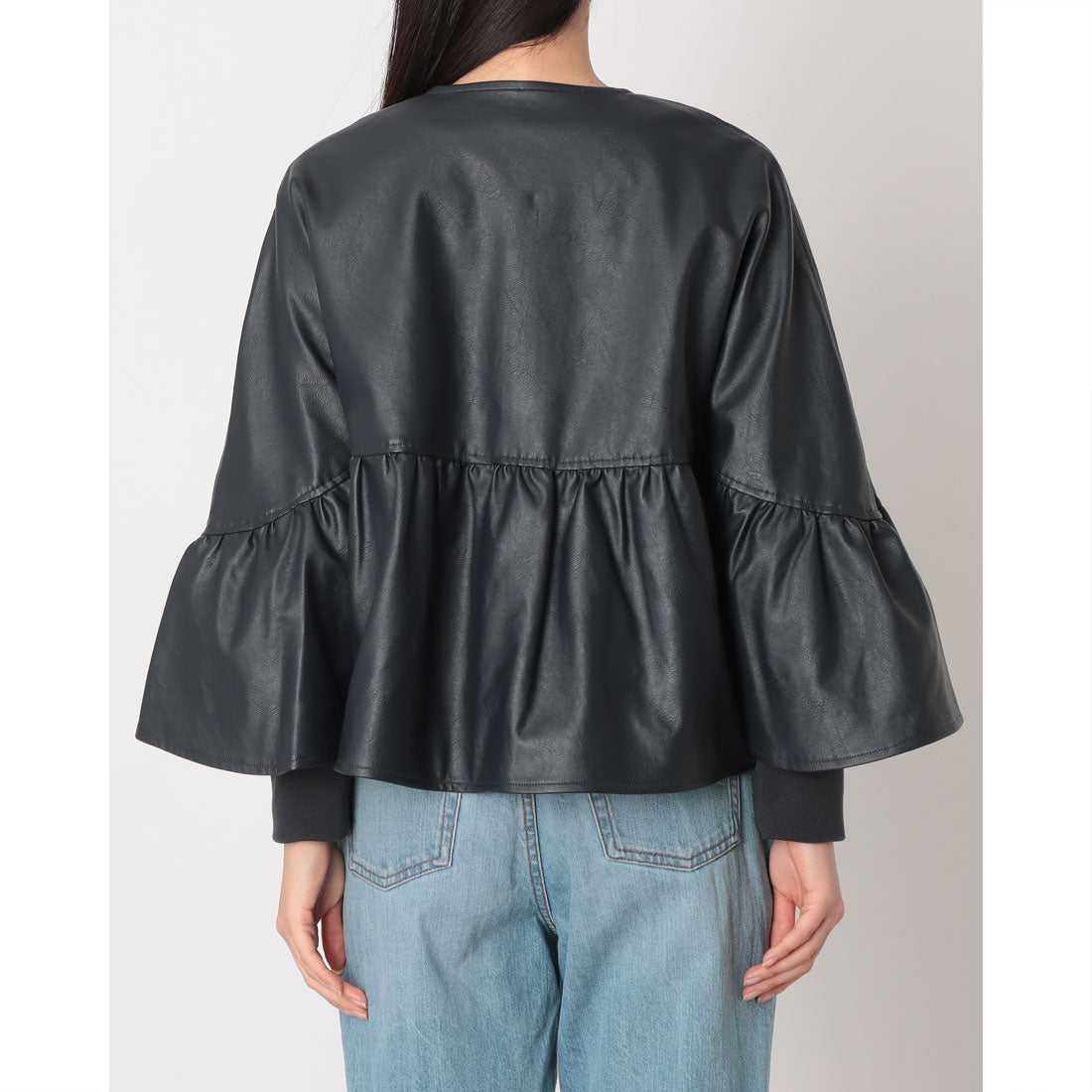 インタープラネット INTERPLANET フェクレザーノーカラーティアードジャケット (ネイビー) ネイビー