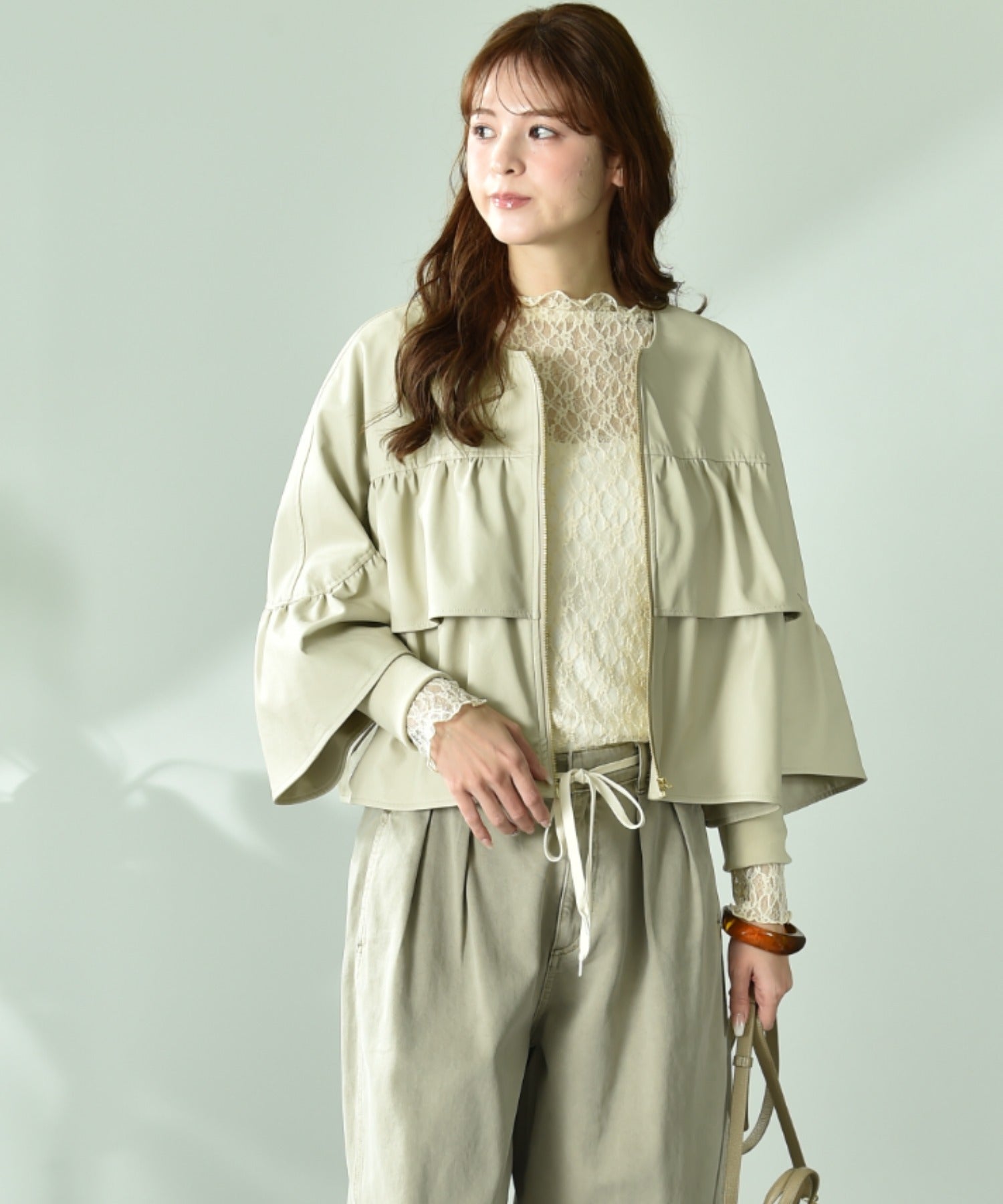 インタープラネット INTERPLANET フェクレザーノーカラーティアードジャケット (ネイビー) ネイビー