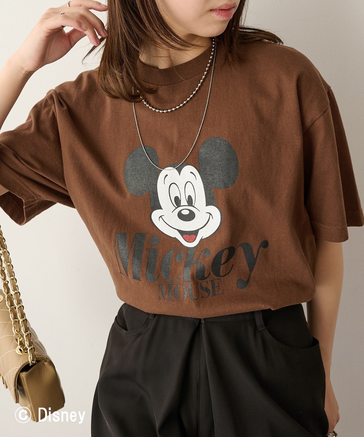 グッドロックスピード GOOD ROCK SPEED Disney / Mickey Mouse ミッキーマウス / Tシャツ (ブラウン) ブラウン