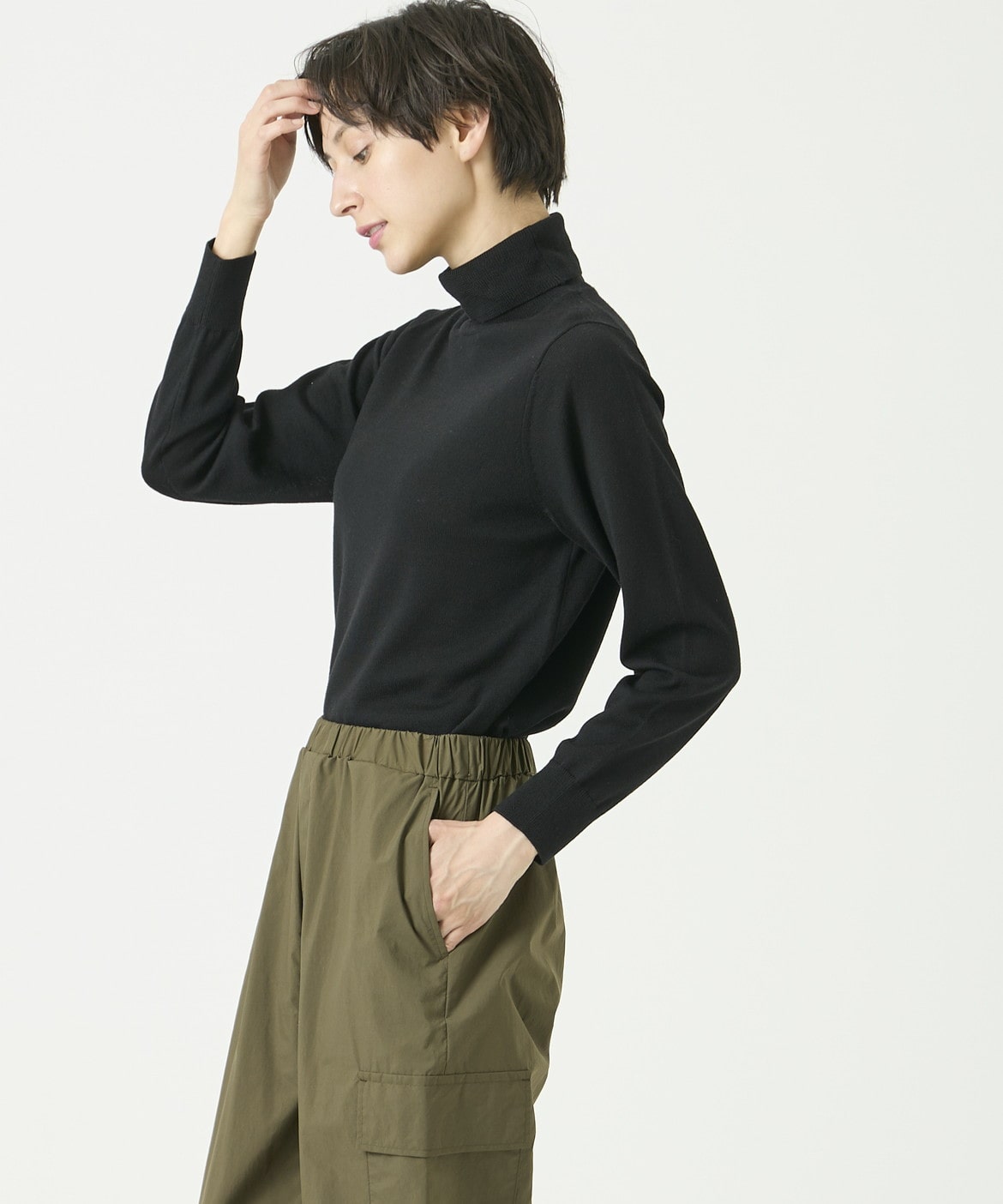 イッツインターナショナル I.T.'S. international ウォッシャブルウールベーシックタートルネックニット《HARMONY》 (ブラック) ブラック