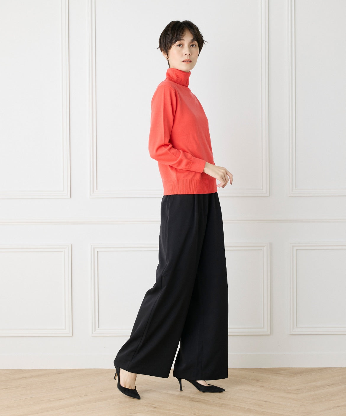 イッツインターナショナル I.T.'S. international ウォッシャブルウールベーシックタートルネックニット《HARMONY》 (ブラック) ブラック