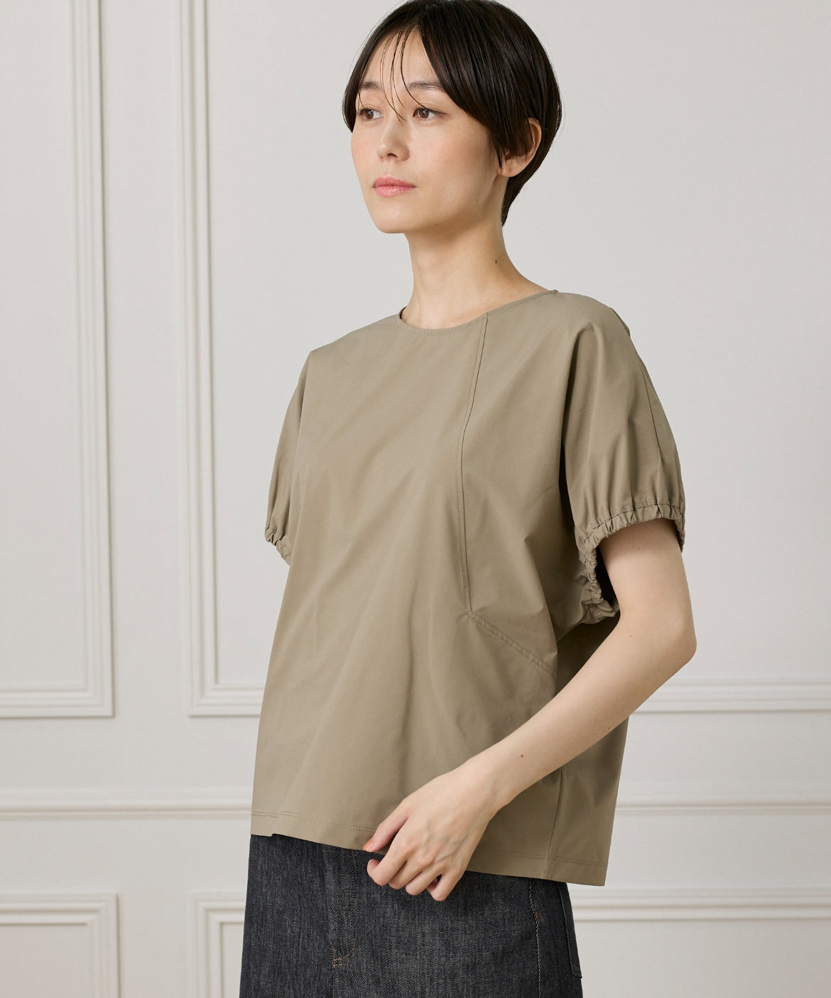 イッツインターナショナル I.T.'S. international キャザースリーブブラウス《撥水加工》 (モカチャ3) モカチャ3