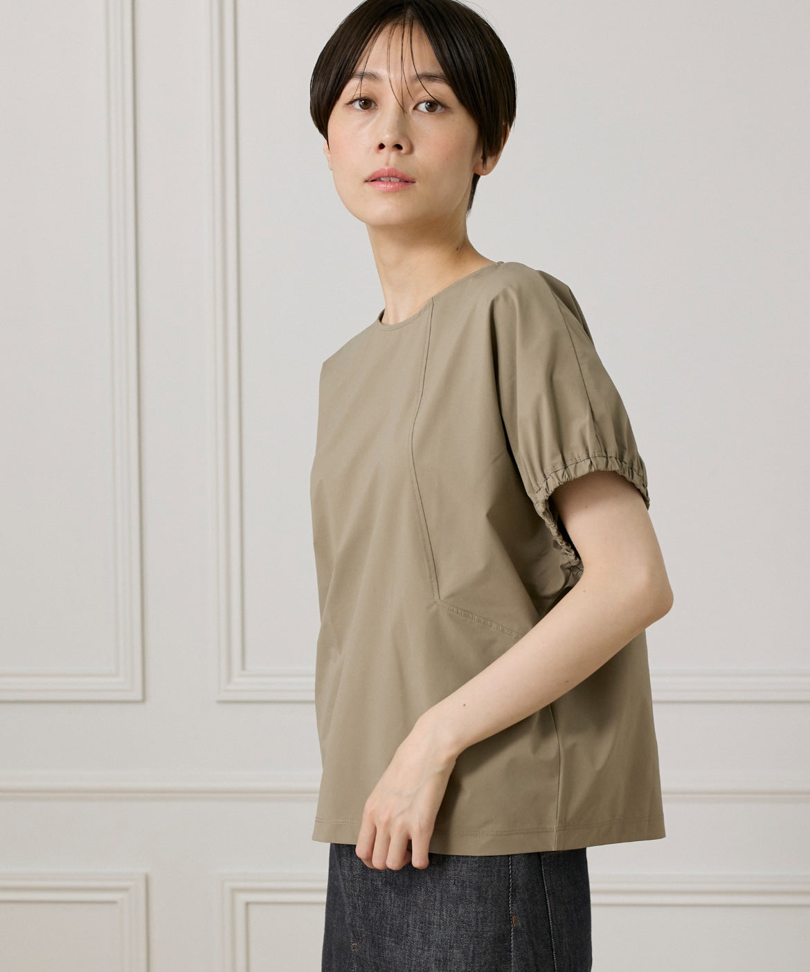 イッツインターナショナル I.T.'S. international キャザースリーブブラウス《撥水加工》 (モカチャ3) モカチャ3