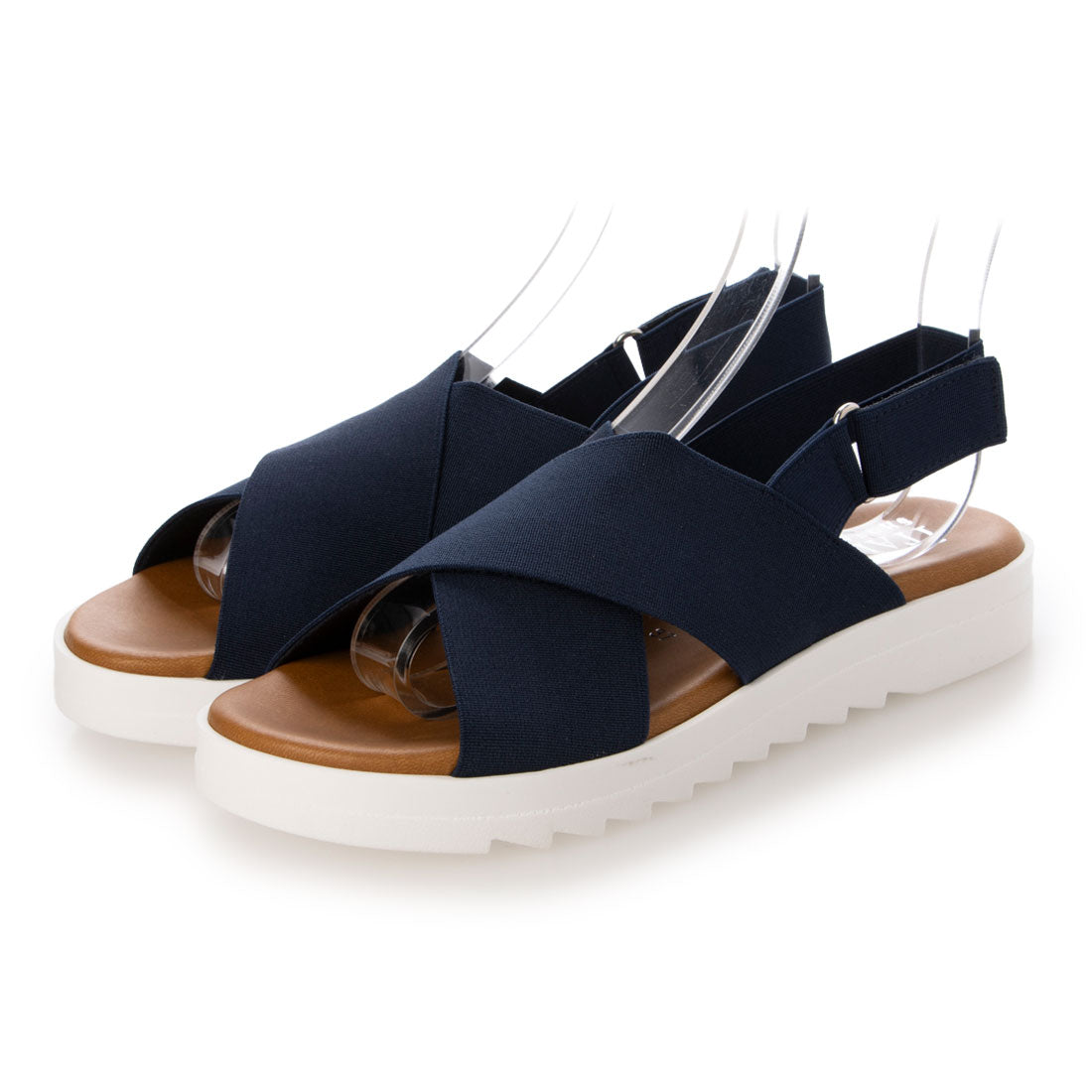 イタリアンシューメーカーズ ITALIAN SHOEMAKERS 厚底エラスティッククロスサンダル (ブルー雑材) ブルー雑材