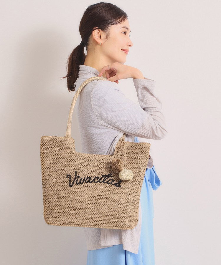 イッツデモ ITS'DEMO 雑材ロゴ刺繍チャーム付きトート (ベージュ(052)) ベージュ(052)