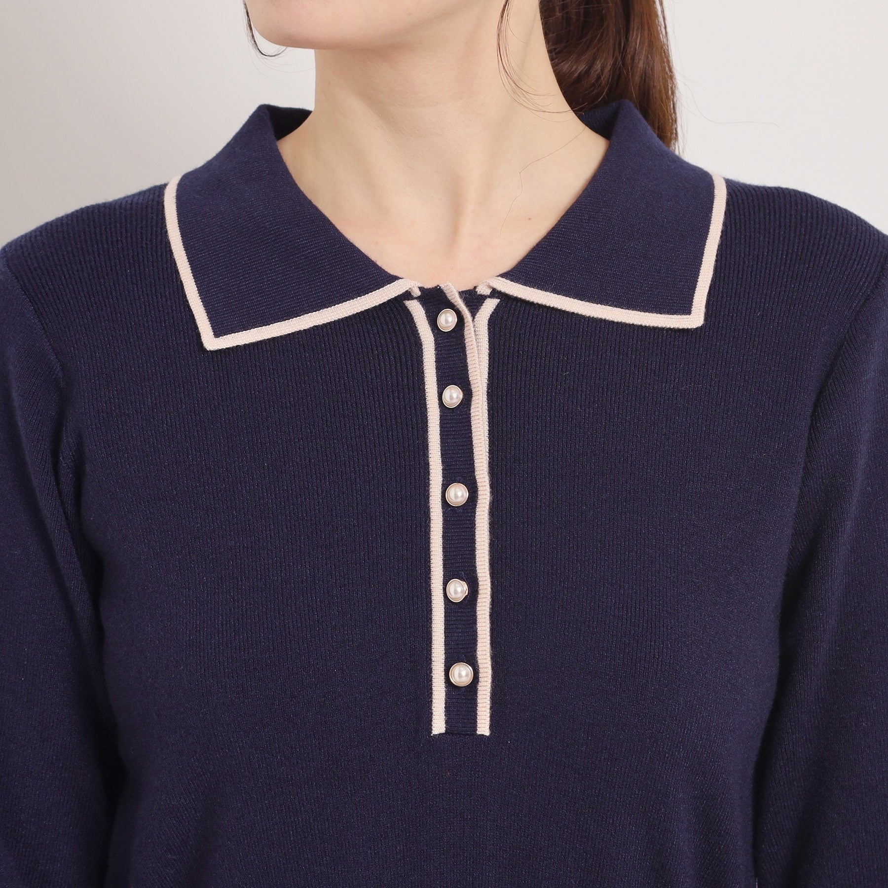 イッツデモ ITS'DEMO ポロ衿ニットフレアワンピース (ブラック(019)) ブラック(019)