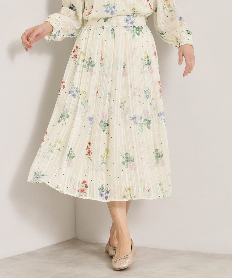 イッツデモ ITS'DEMO ラメストライプ花柄スカート (アイボリー(104)) アイボリー(104)