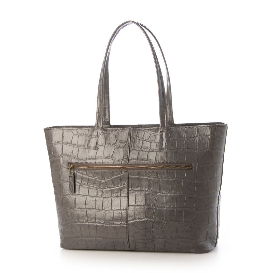イタリコ ITALICO 日本製 クロコ型押し 牛革 国産 レザー トートバッグ (ダークグレー) ダークグレー