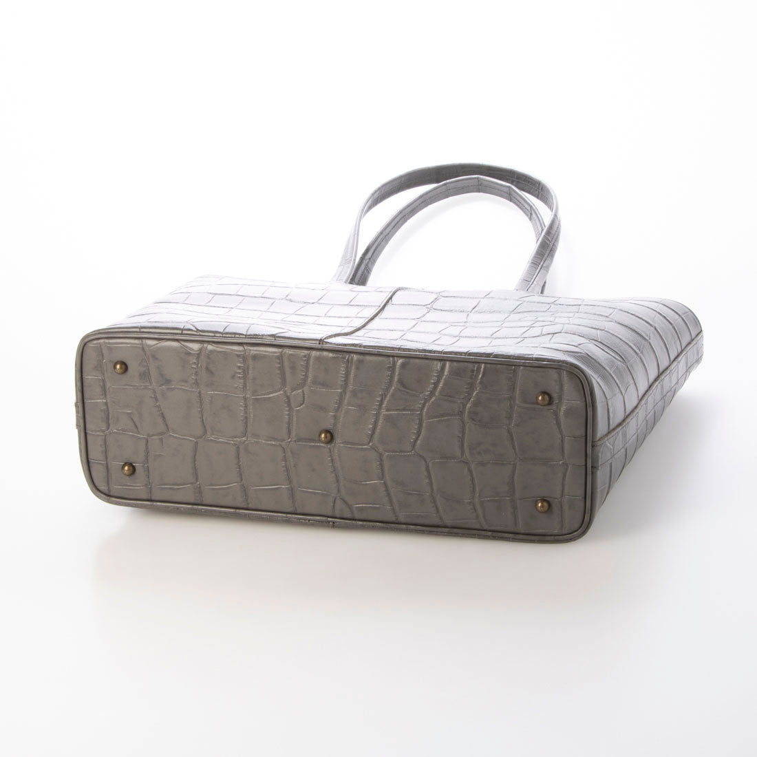 イタリコ ITALICO 日本製 クロコ型押し 牛革 国産 レザー トートバッグ (ダークグレー) ダークグレー