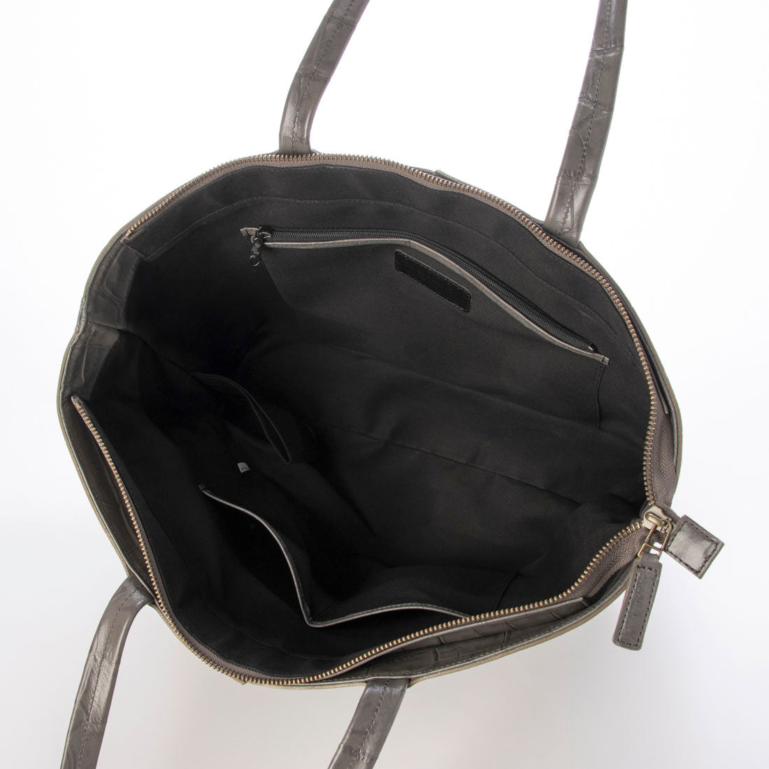 イタリコ ITALICO 日本製 クロコ型押し 牛革 国産 レザー トートバッグ (ダークグレー) ダークグレー