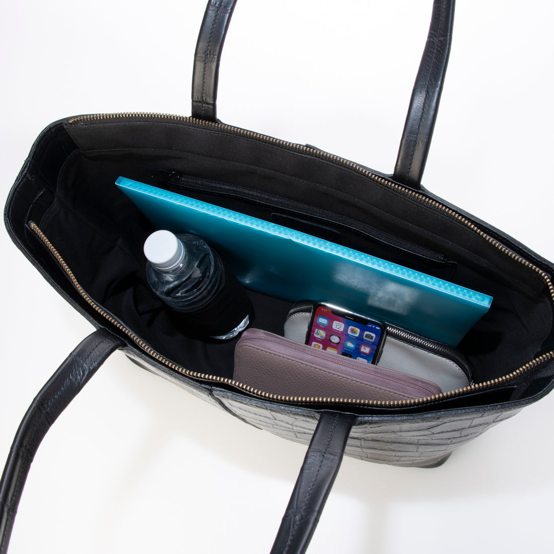 イタリコ ITALICO 日本製 クロコ型押し 牛革 国産 レザー トートバッグ (ダークグレー) ダークグレー