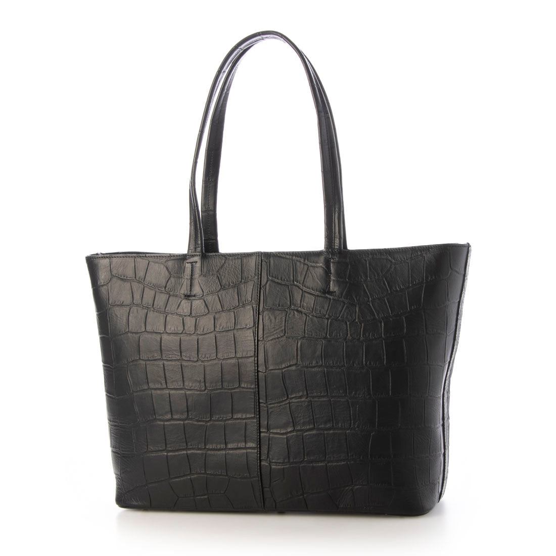 イタリコ ITALICO 日本製 クロコ型押し 牛革 国産 レザー トートバッグ (マットブラック) マットブラック