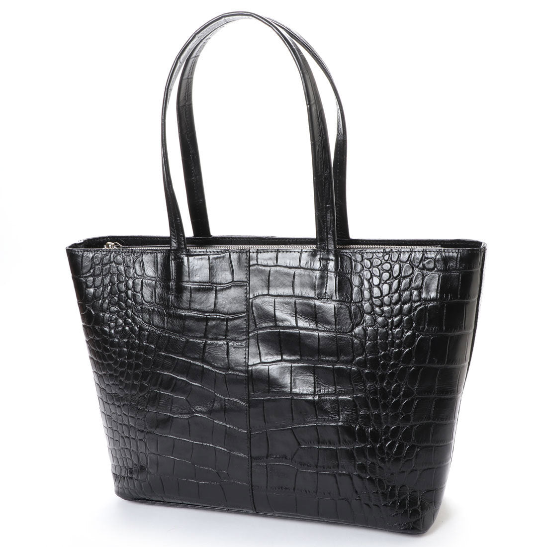 イタリコ ITALICO 日本製 クロコ型押し 牛革 国産 レザー トートバッグ (ブラック) ブラック