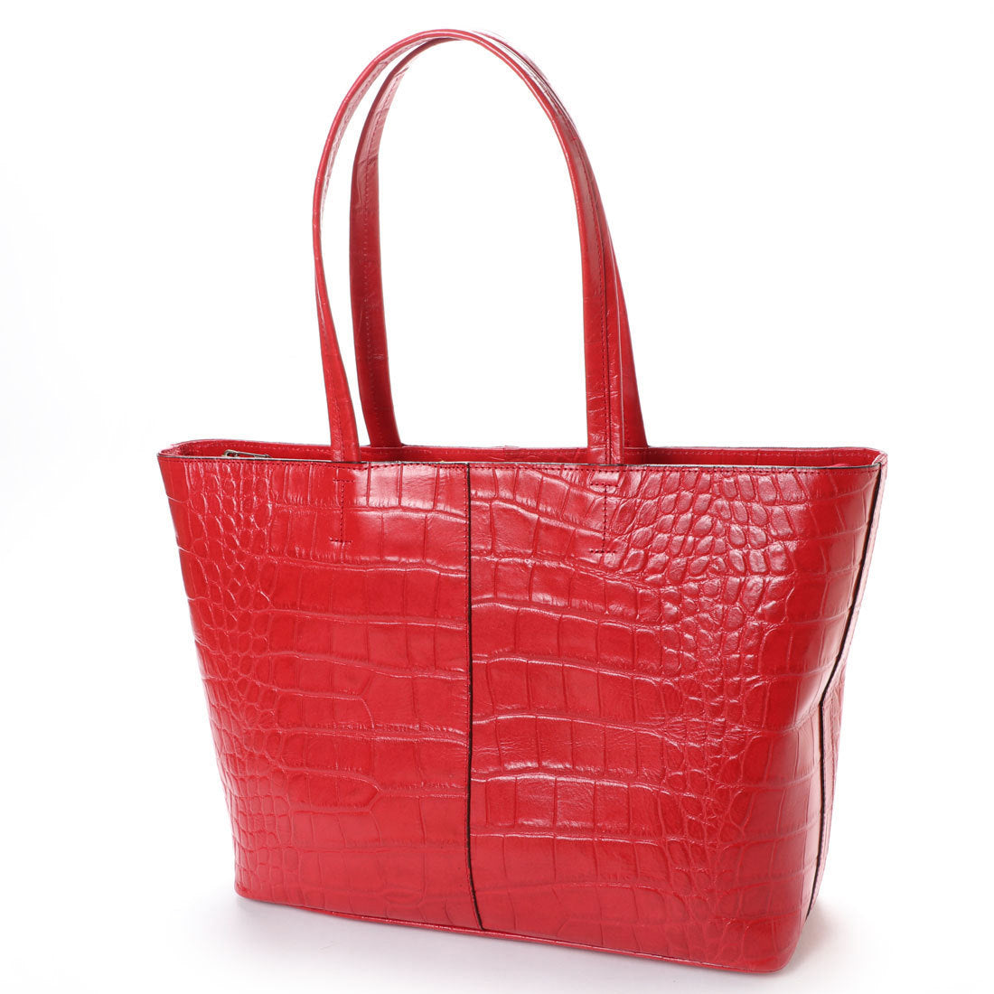 イタリコ ITALICO 日本製 クロコ型押し 牛革 国産 レザー トートバッグ (レッド) レッド