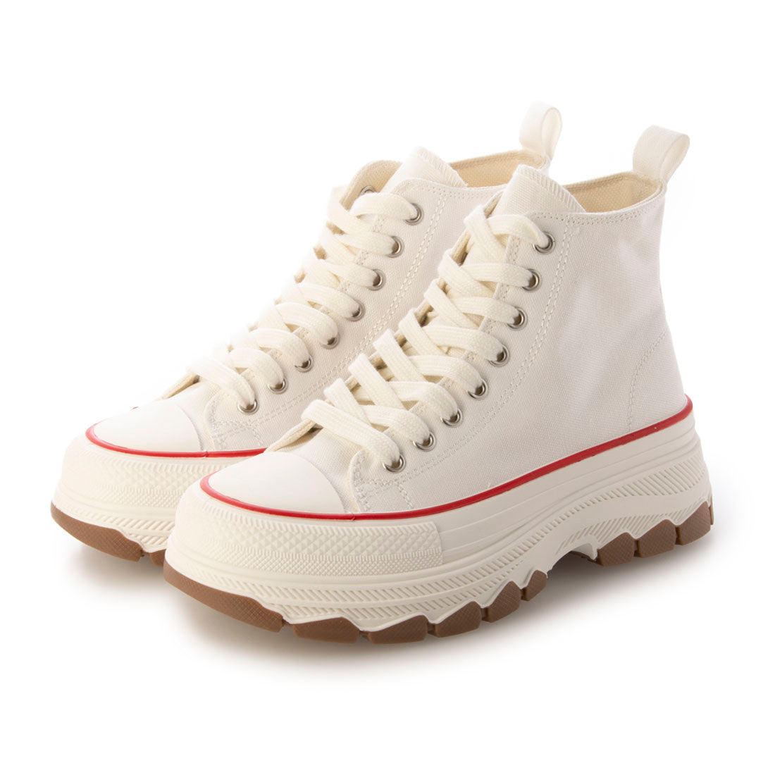 イタリコ ITALICO 厚底 ボリュームソール レースアップ ハイカットスニーカー,ホワイト