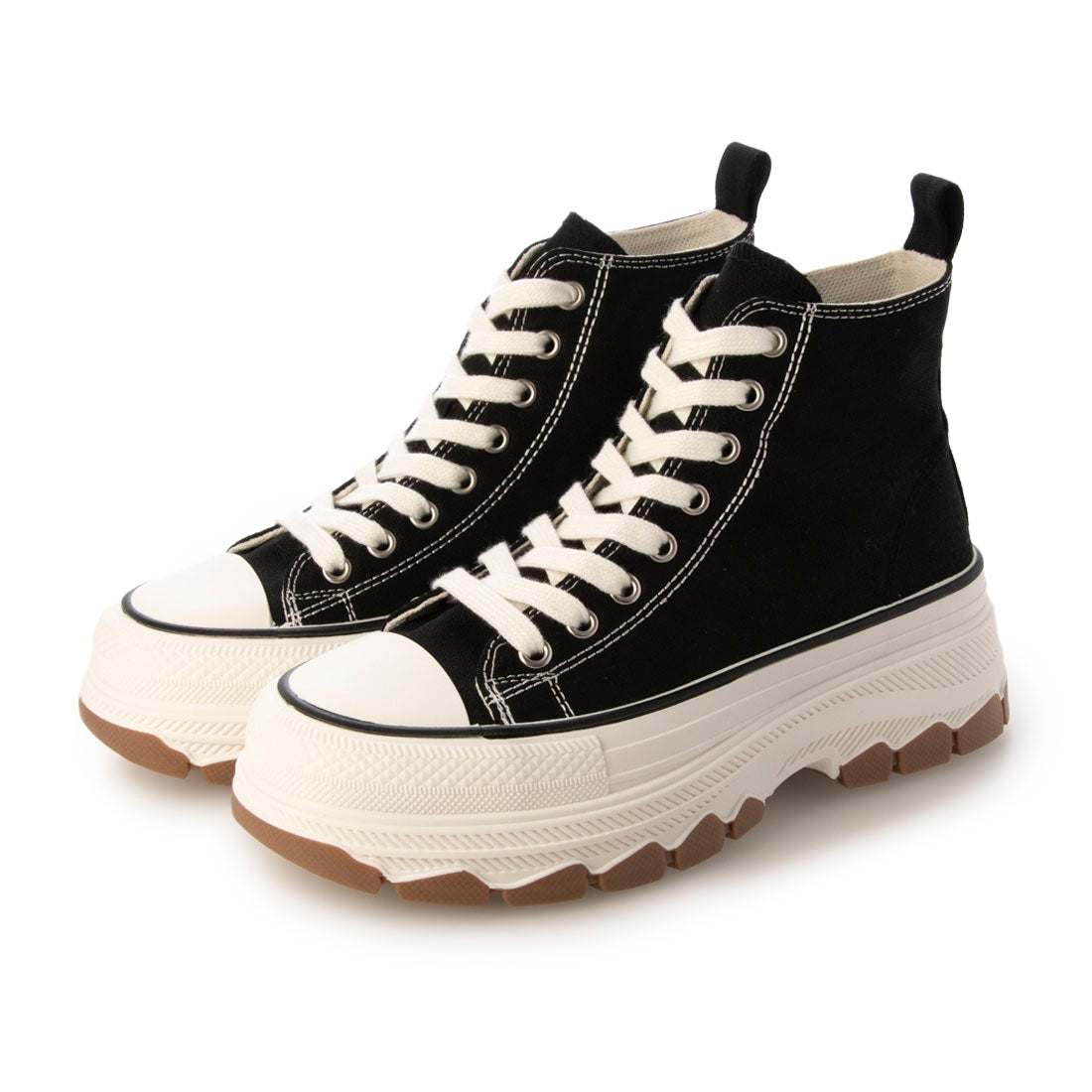 イタリコ ITALICO 厚底 ボリュームソール レースアップ ハイカットスニーカー (ブラック) ブラック