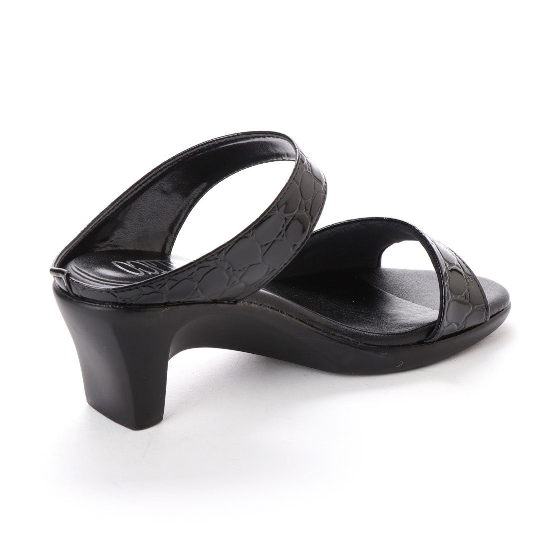 イタリコ ITALICO 日本製 楽ちん 痛くない クロコ調 セパレートミュール サンダル (ブラック) ブラック
