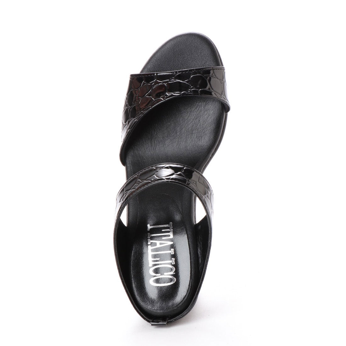 イタリコ ITALICO 日本製 楽ちん 痛くない クロコ調 セパレートミュール サンダル (ブラック) ブラック