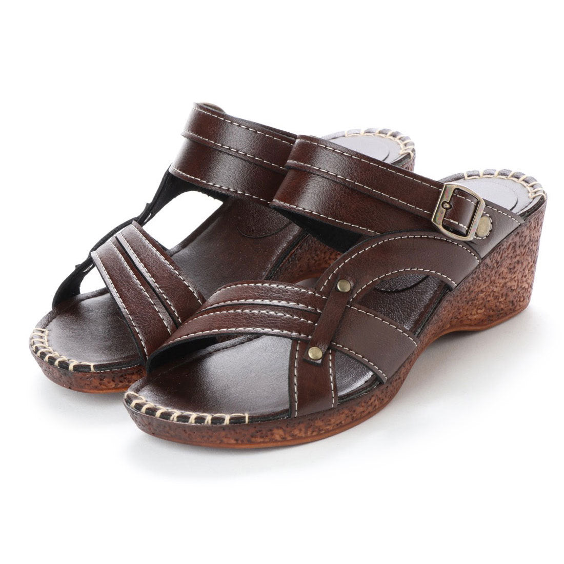 イタリコ ITALICO 日本製 楽ちん カジュアル 2WAY フラットサンダル (ダークブラウン) ダークブラウン